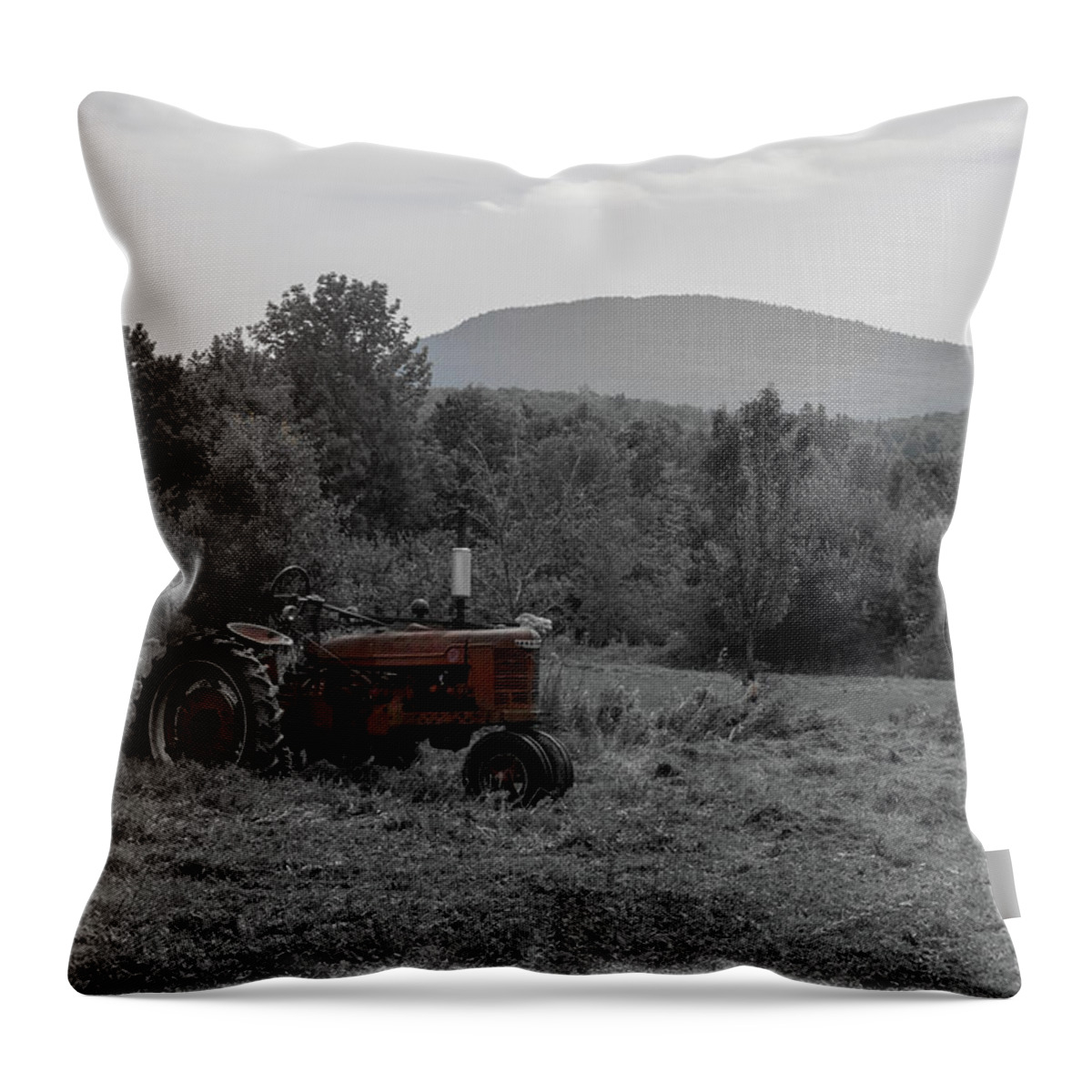Farmall Throw Pillow featuring the photograph Farmall Tractor - Dedham Maine by Kirkodd Photography Of New England