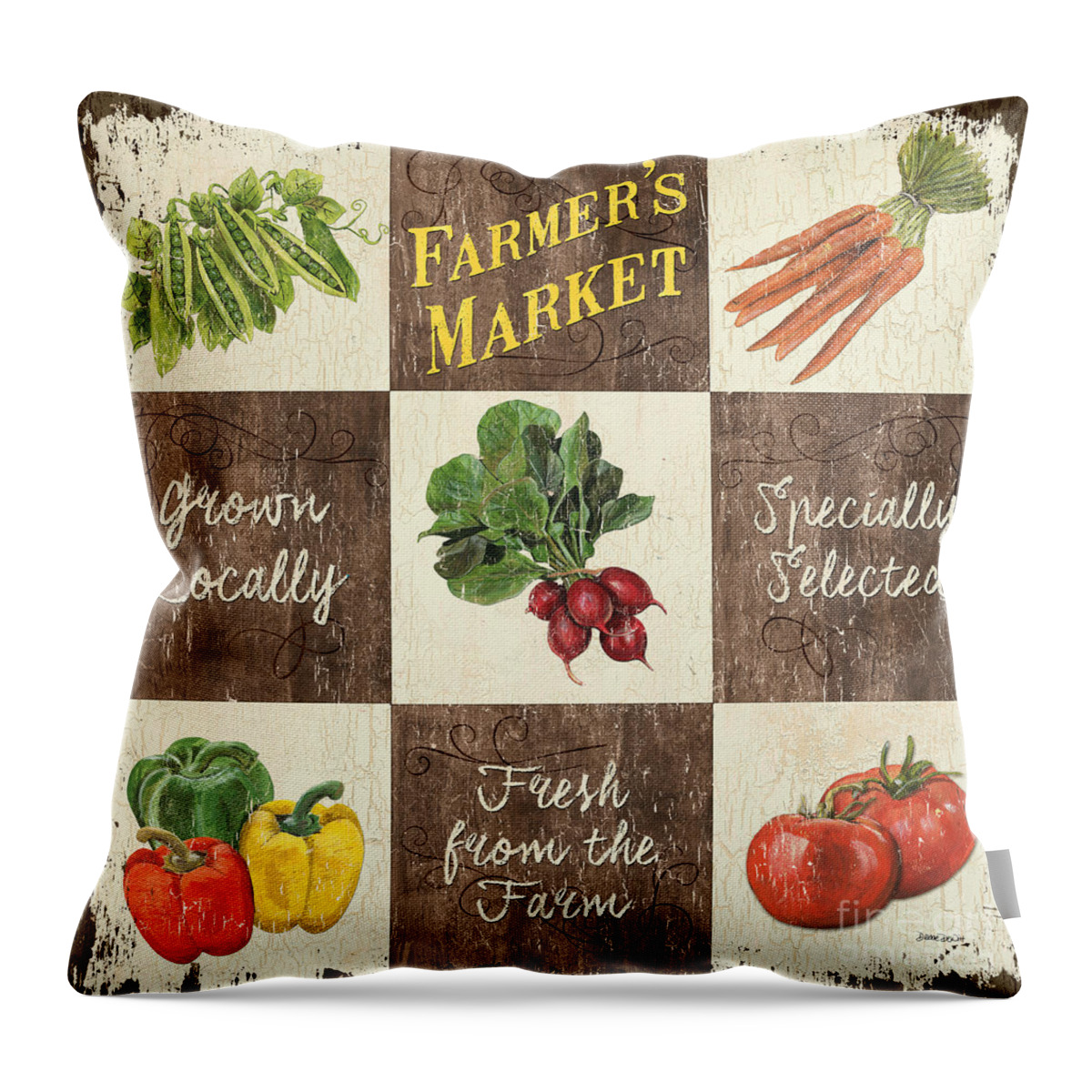 Organic Throw Pillow featuring the painting Farmer's Market Patch by Debbie DeWitt