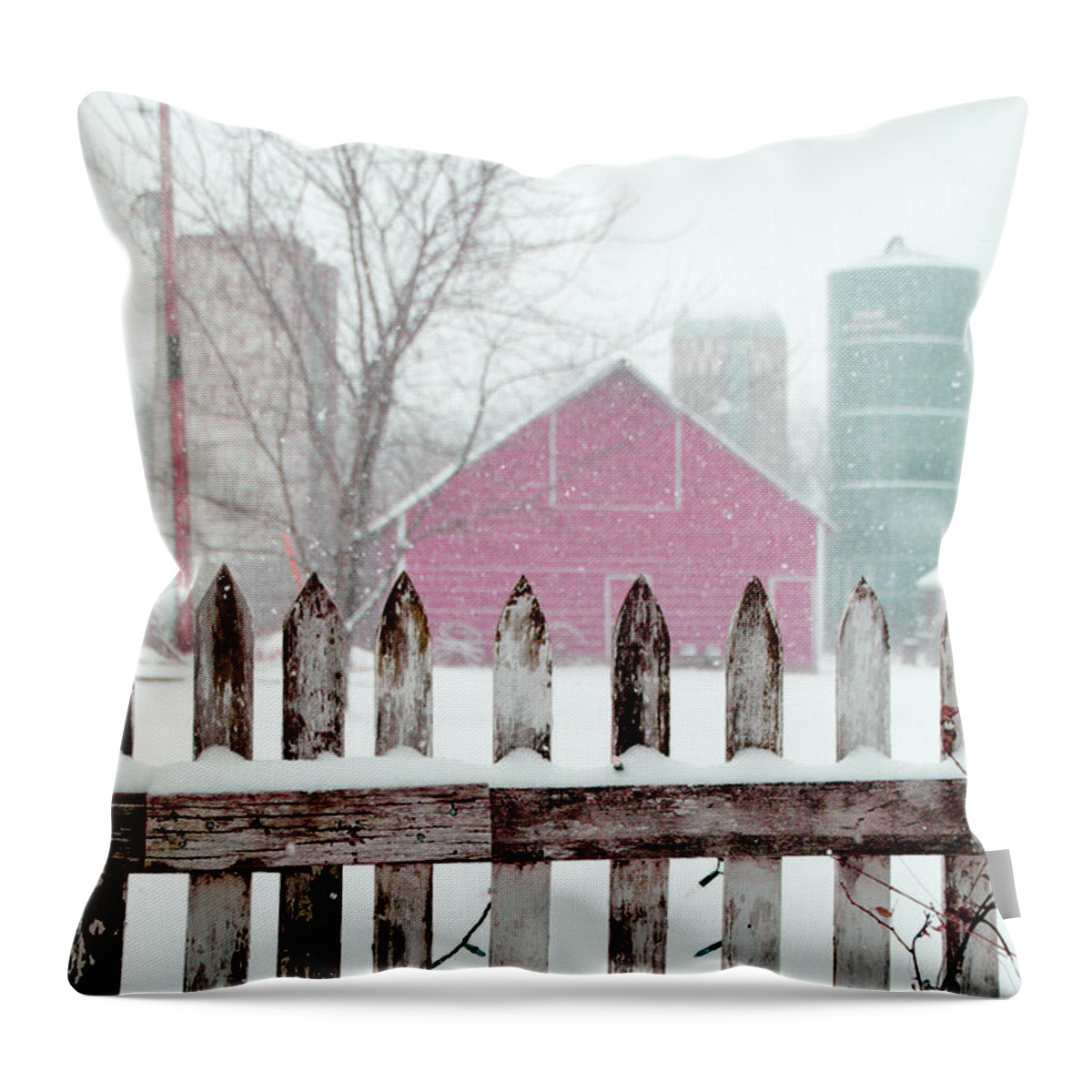 Farm Throw Pillow featuring the photograph Farmline Christmas by Troy Stapek