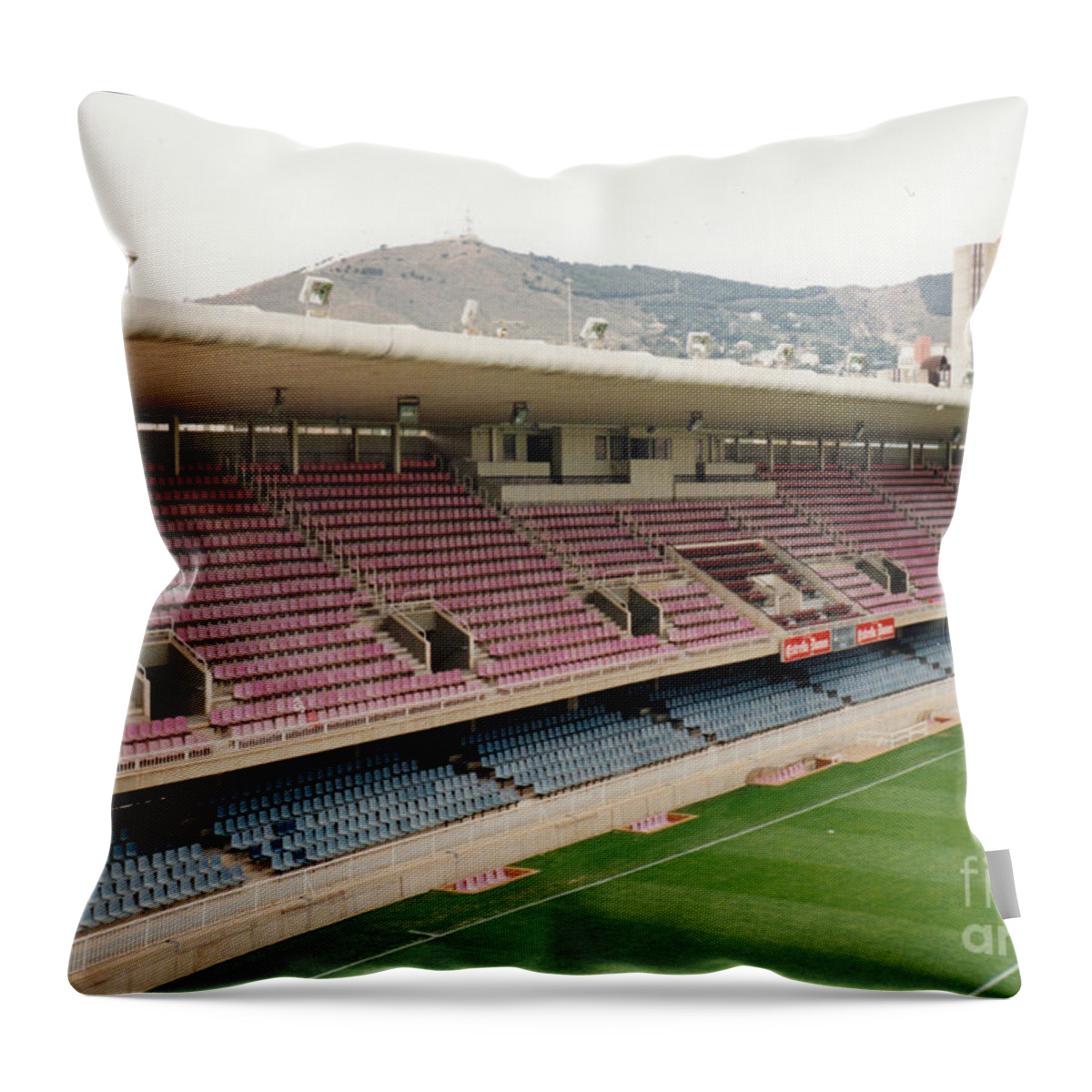Fc Barcelona Throw Pillow featuring the photograph FC Barcelona - Mini Estadi - West Side by Legendary Football Grounds