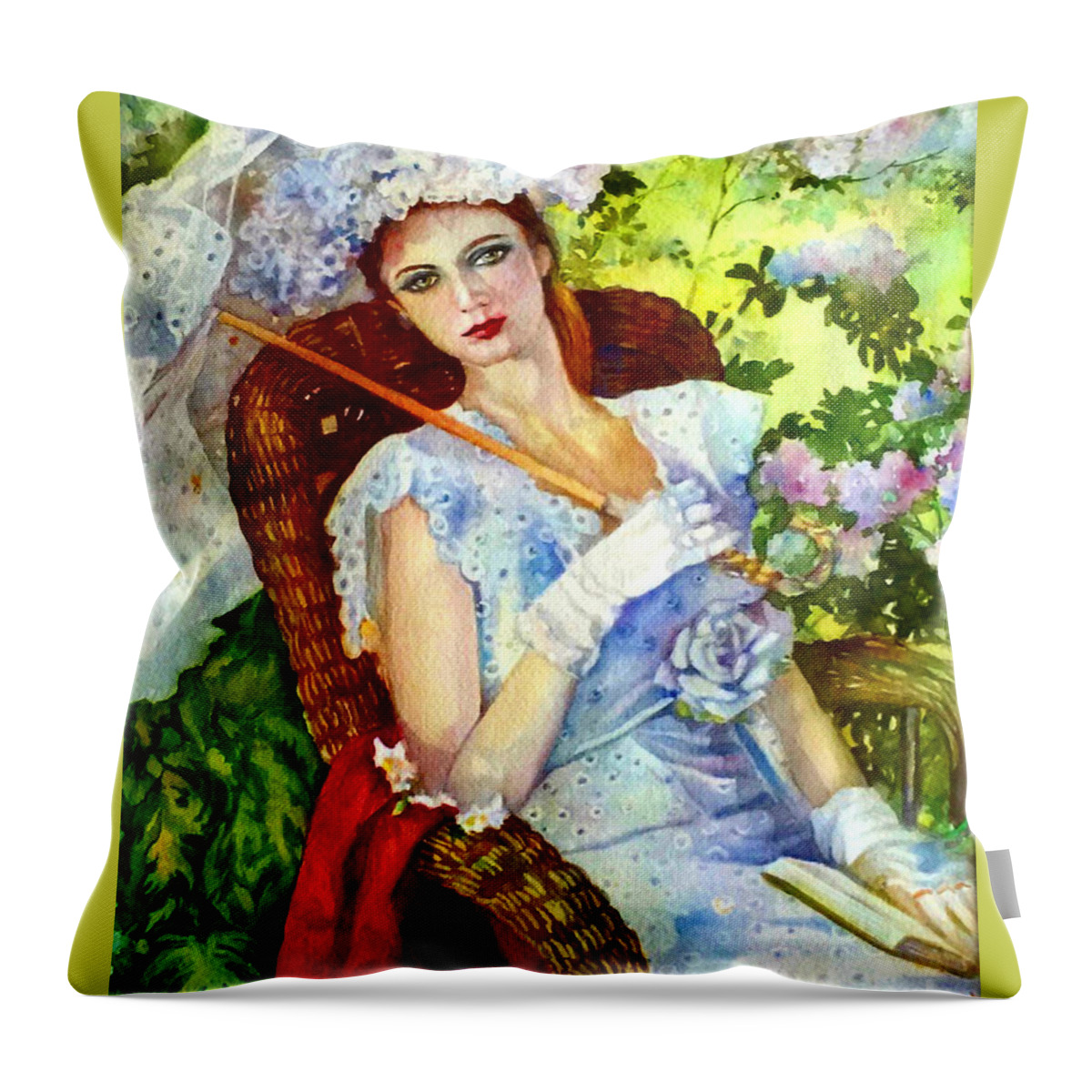 Femme Throw Pillow featuring the painting Femme avec ombrelle by Francoise Chauray