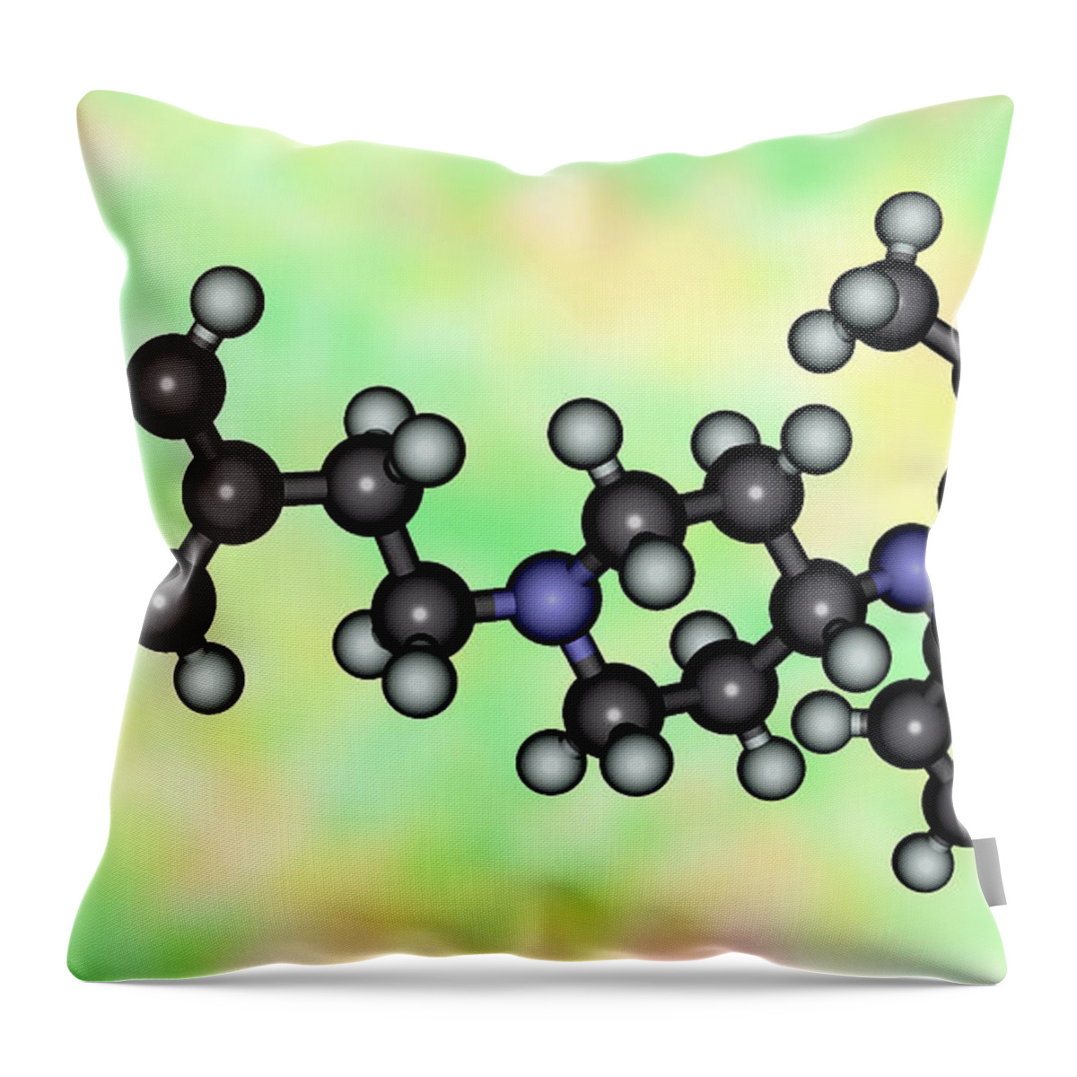 Fentanyl Throw Pillow featuring the photograph Fentanyl, Molecular Model by Scimat