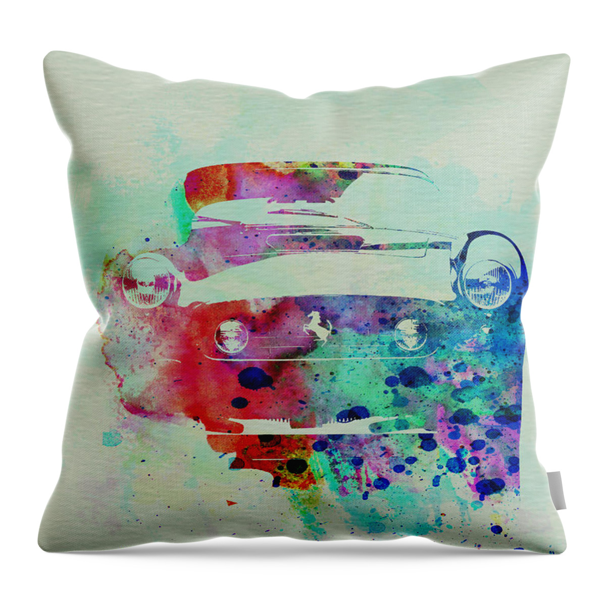 Ferrari Throw Pillow featuring the painting Ferrari Front Watercolor by Naxart Studio