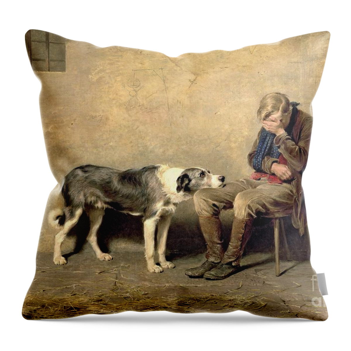 Fidelity Throw Pillow featuring the painting Fidelity by Briton Riviere