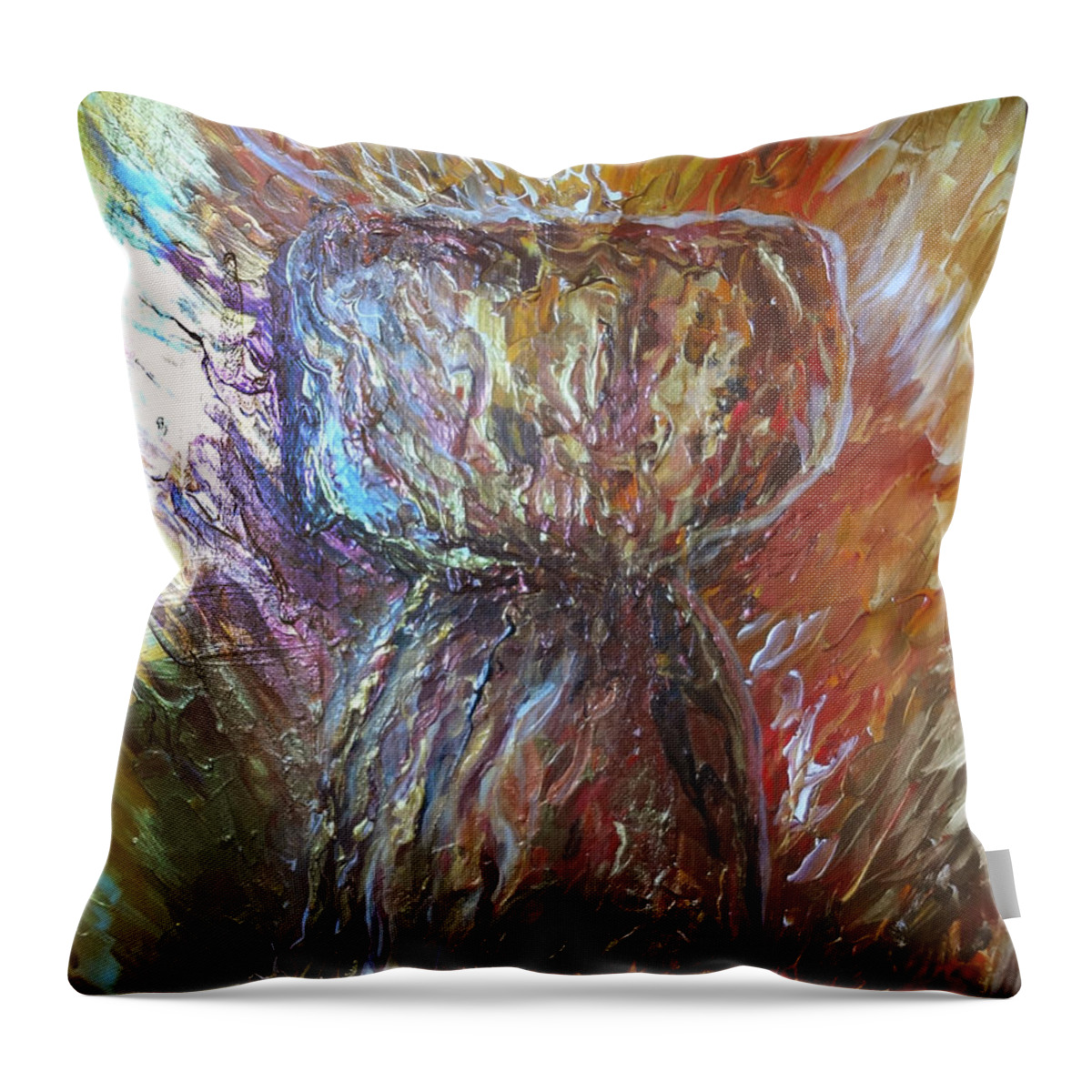 Fiery Throw Pillow featuring the painting Fiery Earth Latte Stone by Michelle Pier