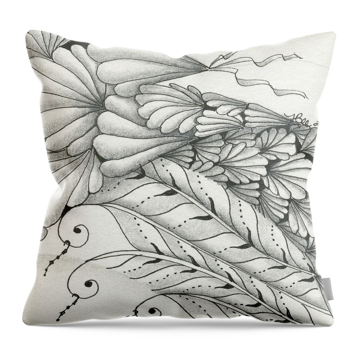 Finery Throw Pillow featuring the drawing Finery by Jan Steinle