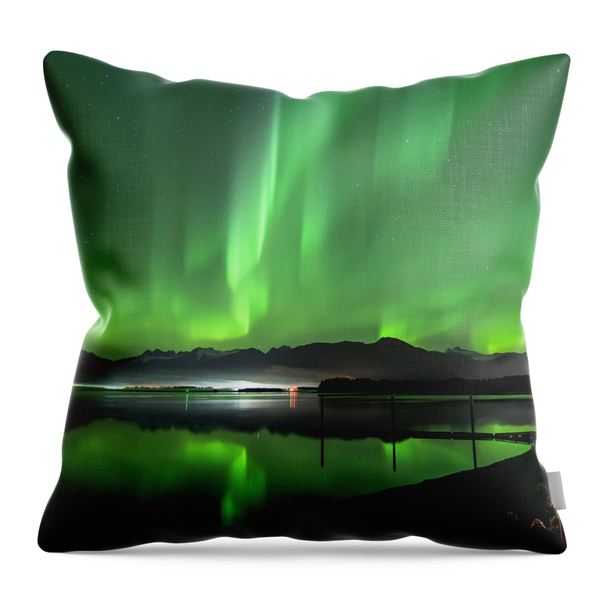 Northern Lights Throw Pillow featuring the photograph Fire in the Sky by David Kirby
