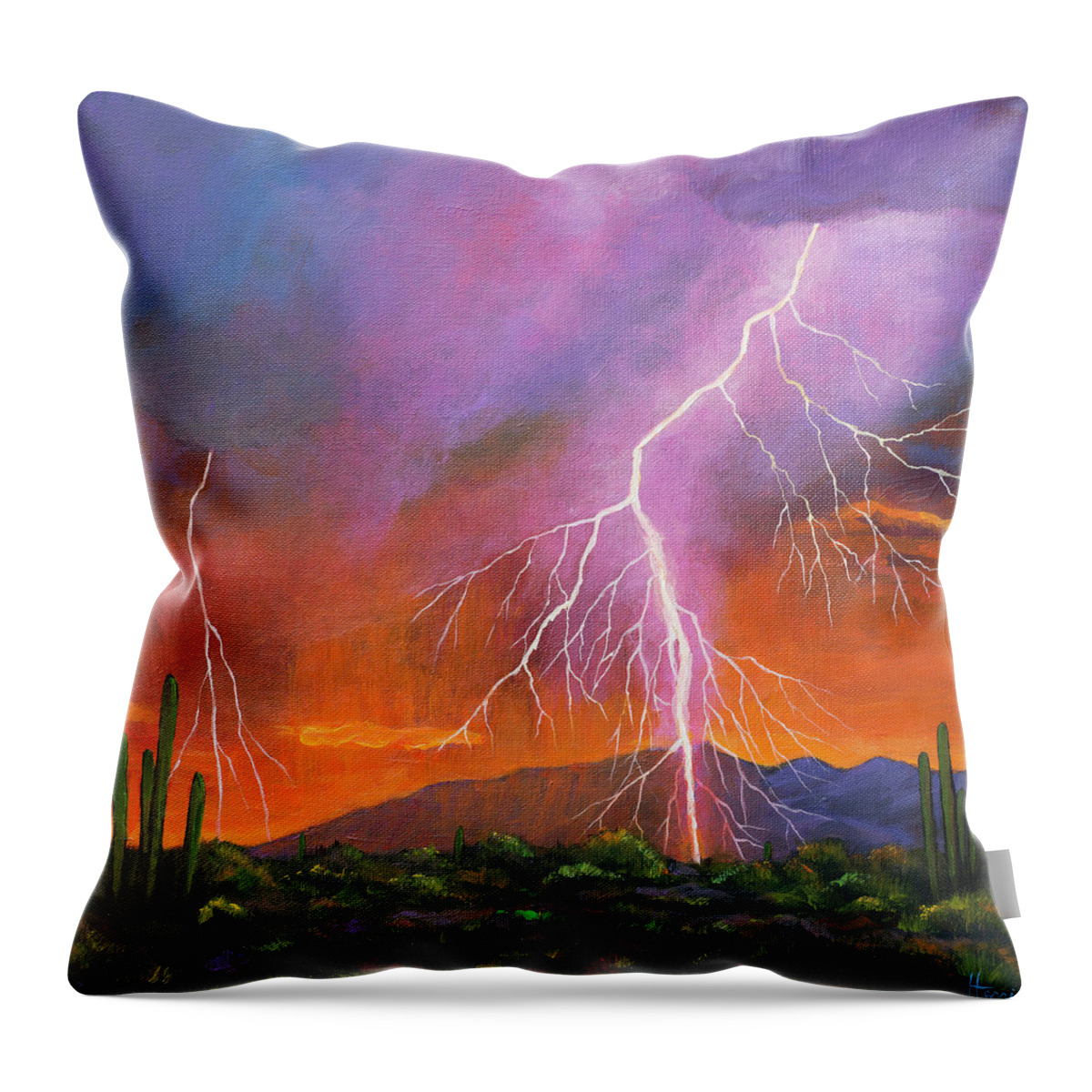 Arizona Throw Pillow featuring the painting Fire in the Sky by Johnathan Harris
