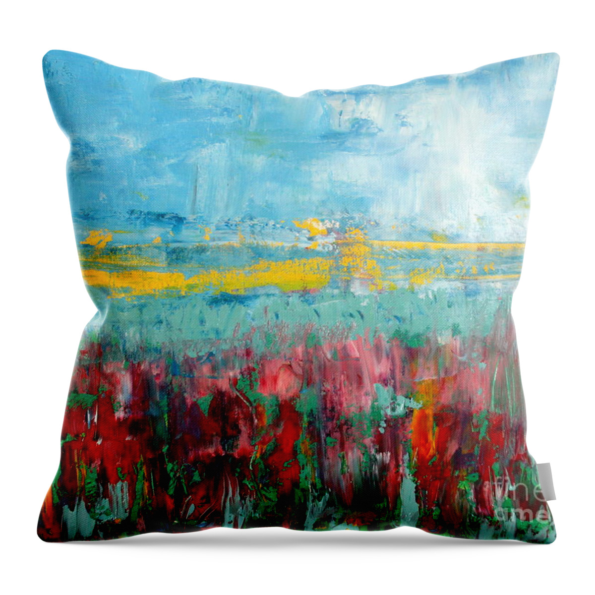 Abstract Throw Pillow featuring the painting Fire weed by Julie Lueders 
