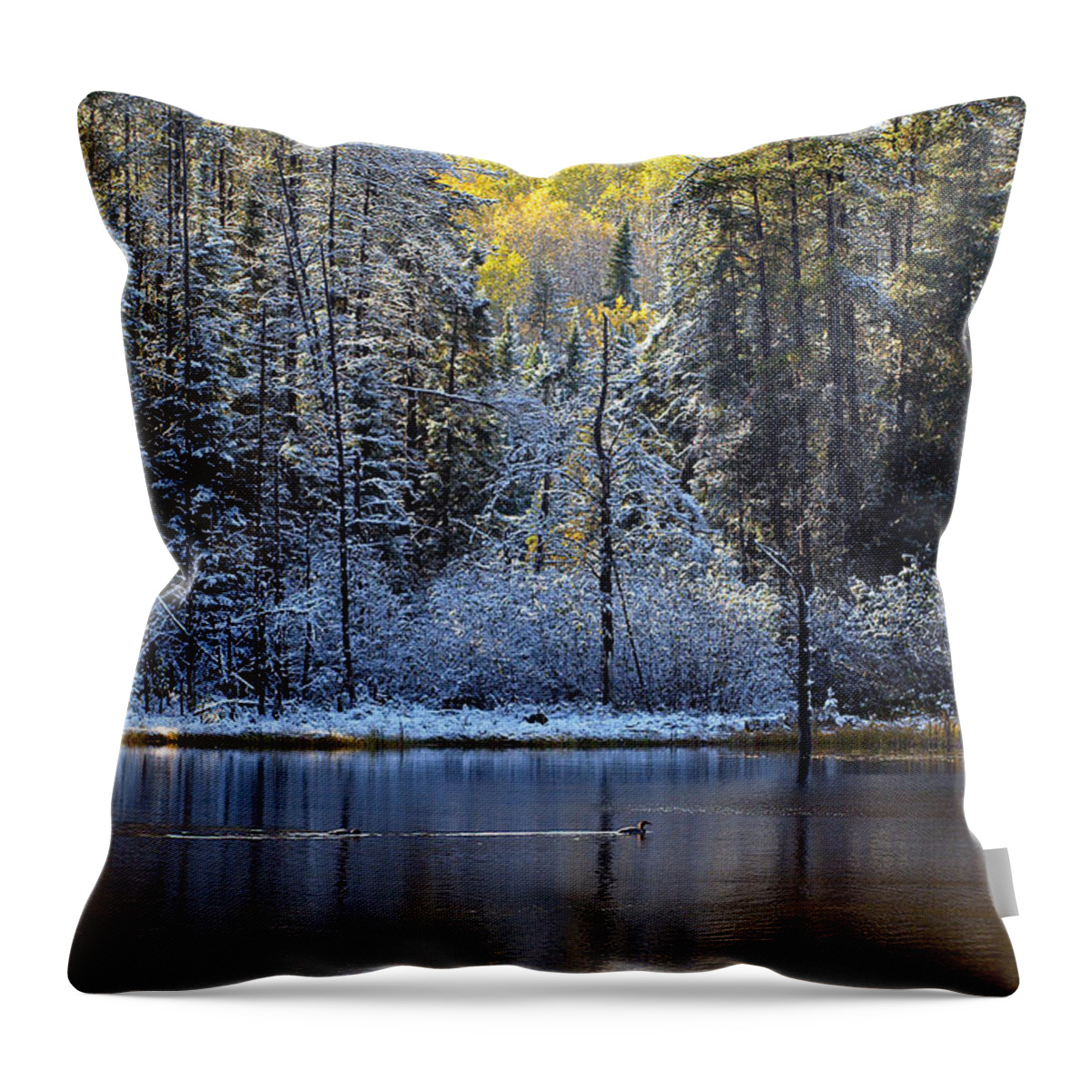 Canada Throw Pillow featuring the photograph First Snow by Doug Gibbons