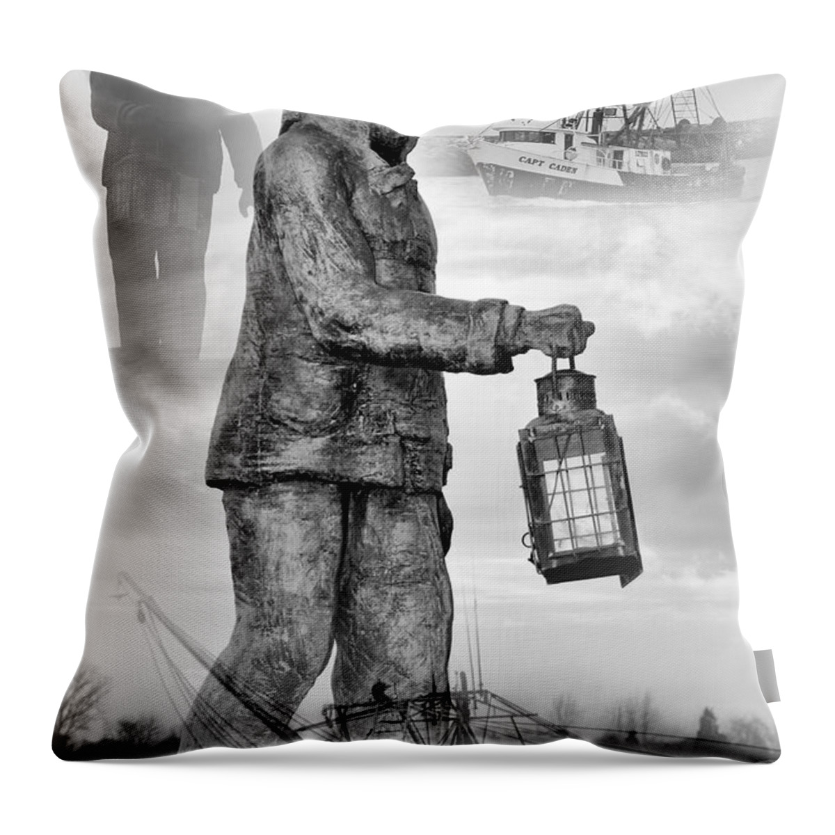 Jersey Shore Throw Pillow featuring the photograph Fishermen - Jersey Shore by Angie Tirado