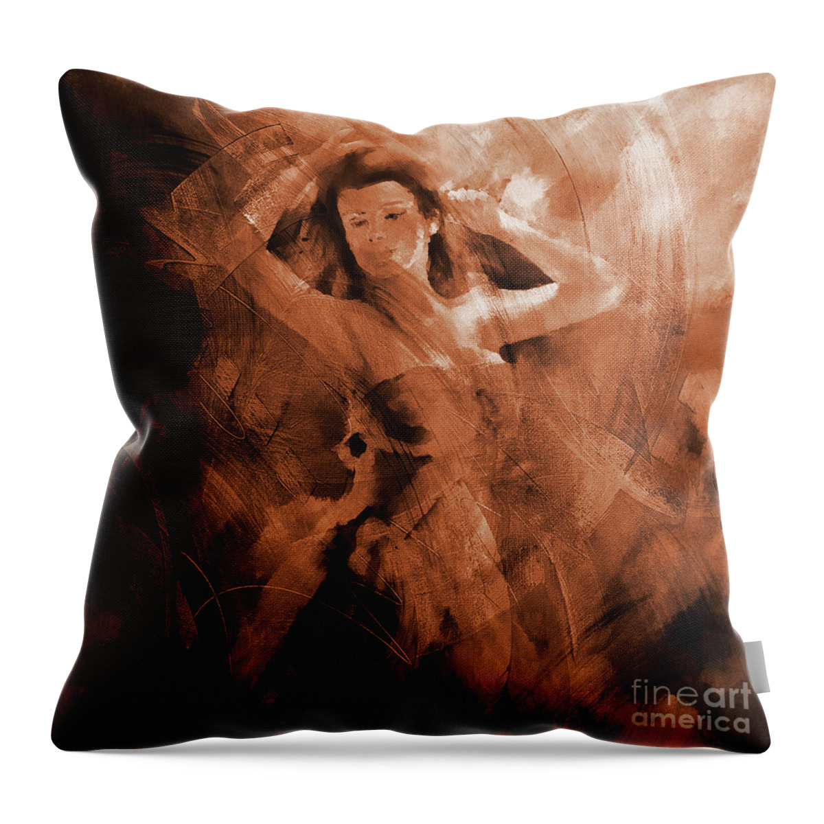 Dance Throw Pillow featuring the painting Flamenco dance 02 by Gull G