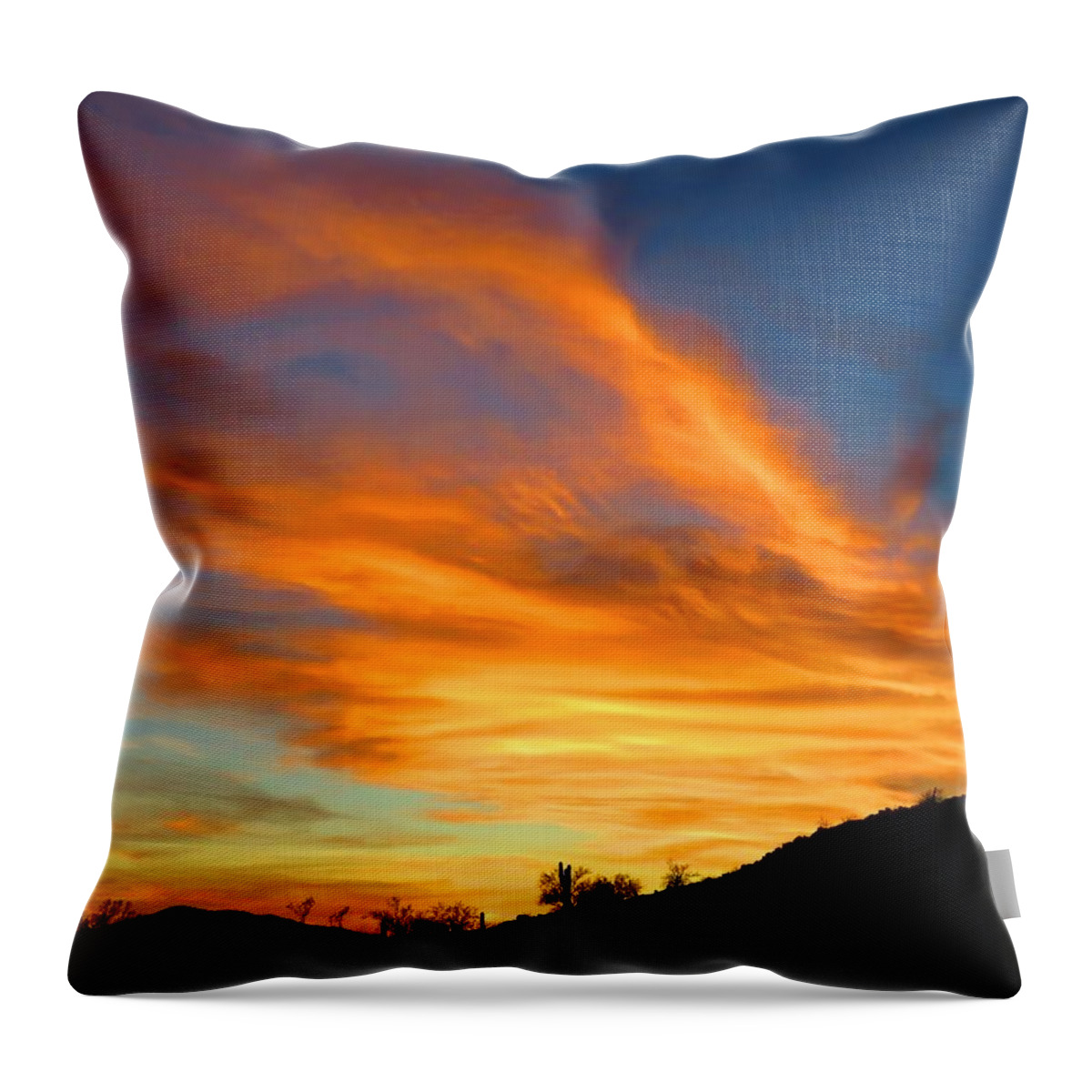 Arizona Throw Pillow featuring the photograph Flaming Hand Sunset by Judy Kennedy