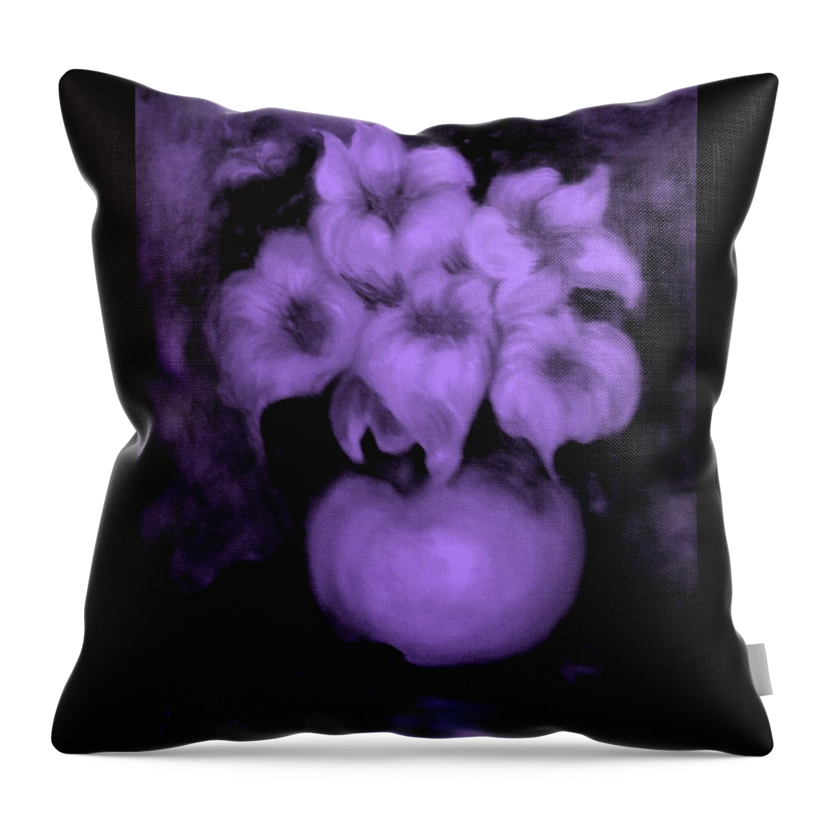 Prple Flowers Throw Pillow featuring the painting Floral Puffs in Purple by Jordana Sands