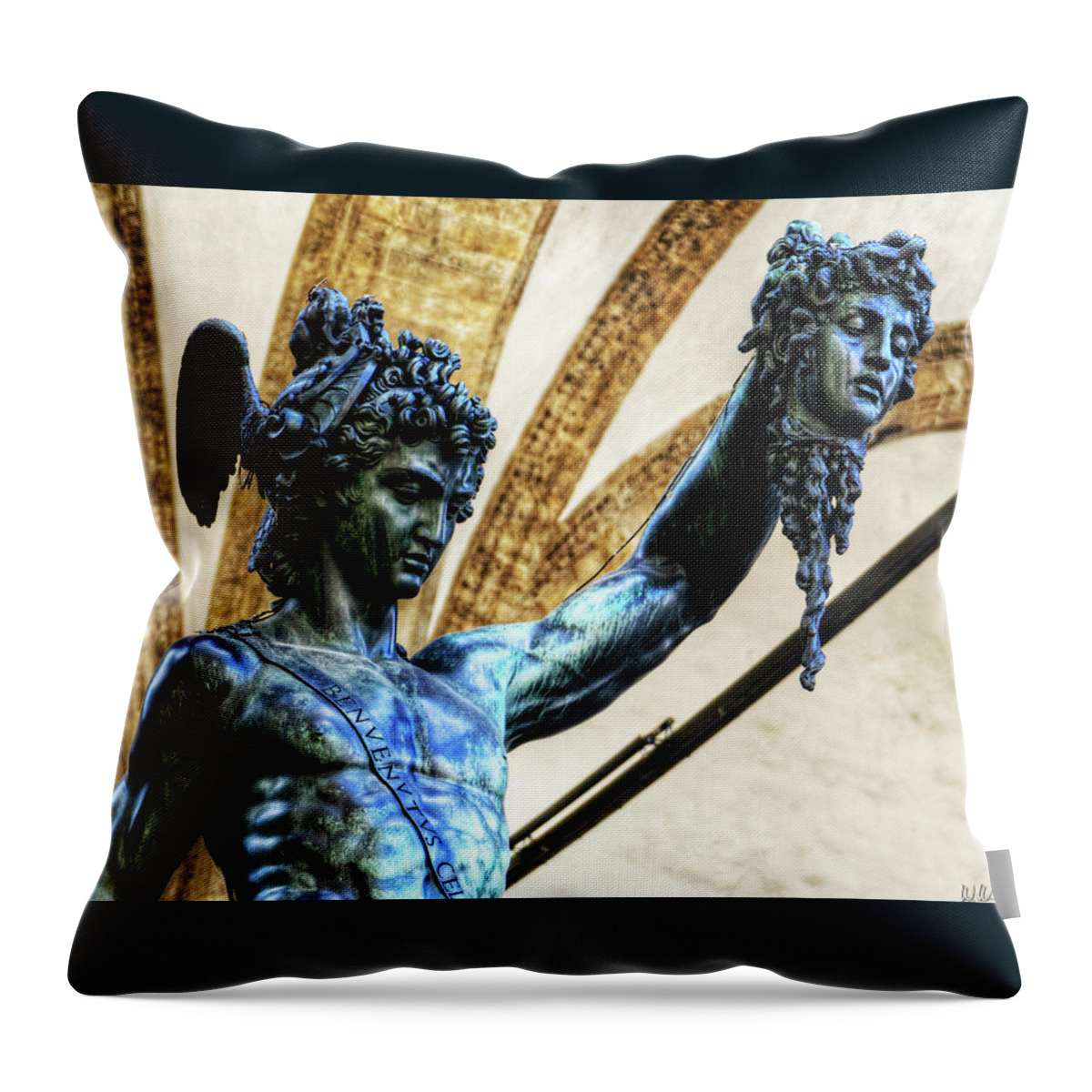 Perseus And Medusa Throw Pillow featuring the photograph Florence - Perseus in the Loggia - detail by Weston Westmoreland