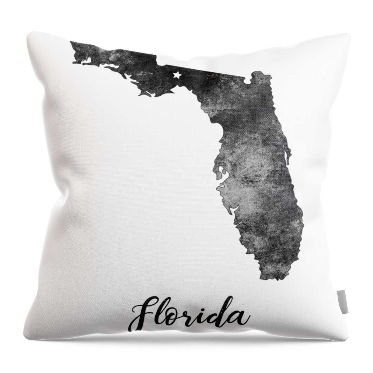 Florida Throw Pillow featuring the mixed media Florida State Map Art - Grunge Silhouette by Studio Grafiikka