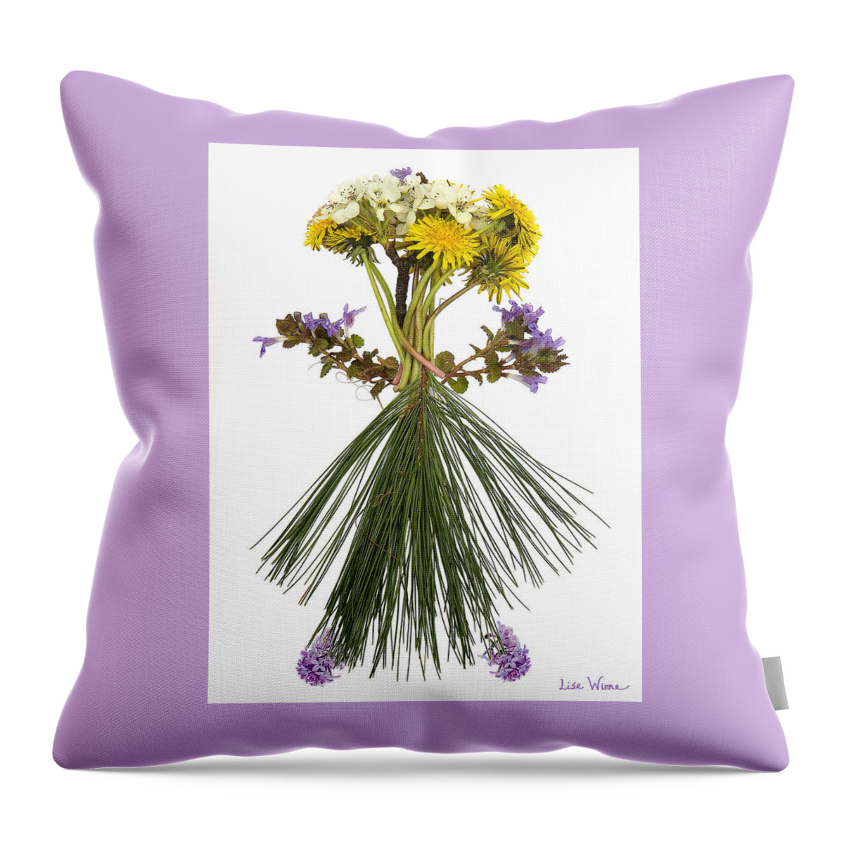 Flower Person Throw Pillow featuring the digital art Flower Head by Lise Winne