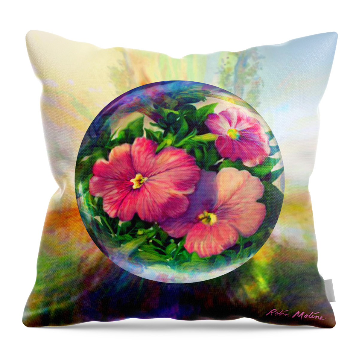  Art Globes Throw Pillow featuring the painting Flowering Panopticon by Robin Moline