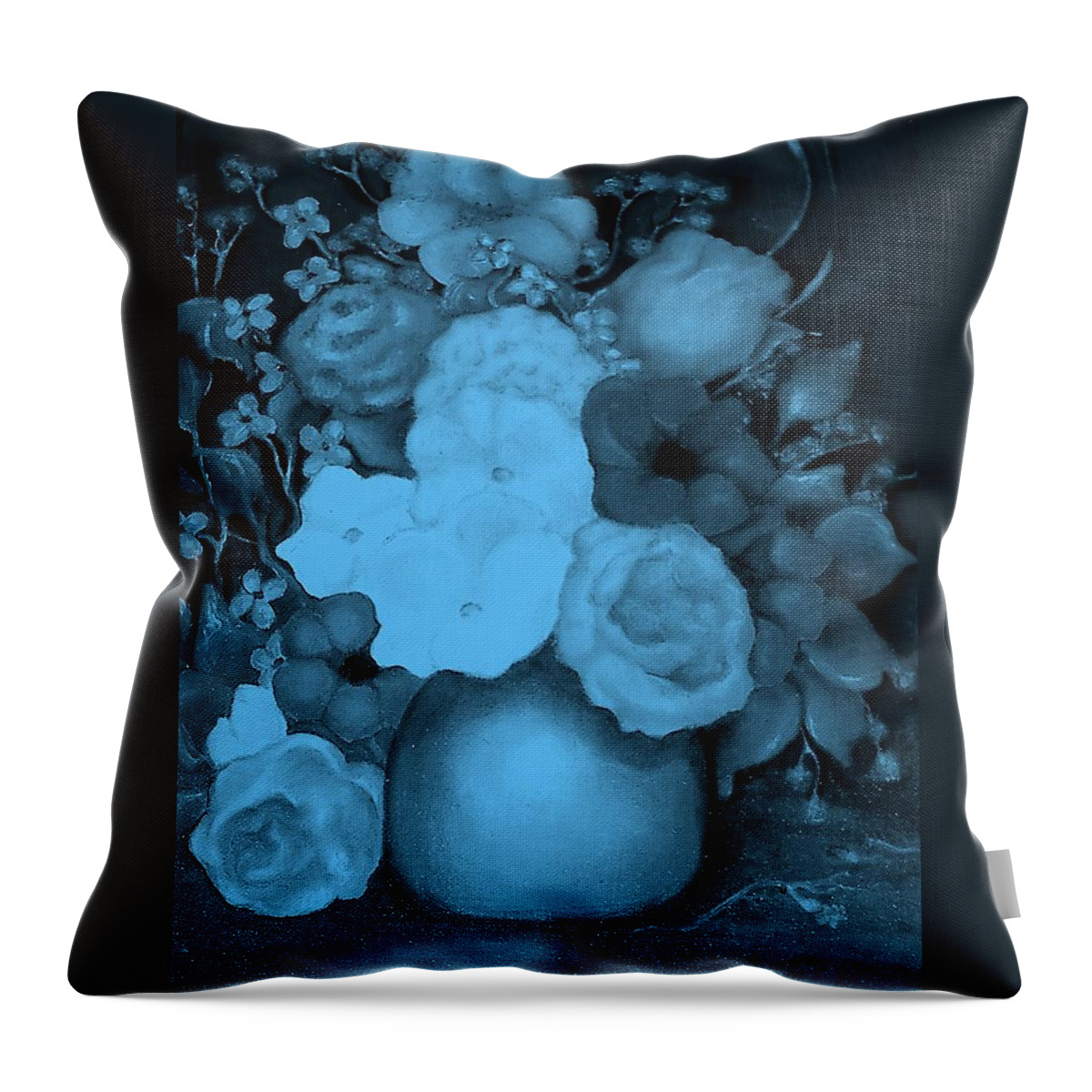 Blue Flowers Throw Pillow featuring the painting Flowers in Blue by Jordana Sands