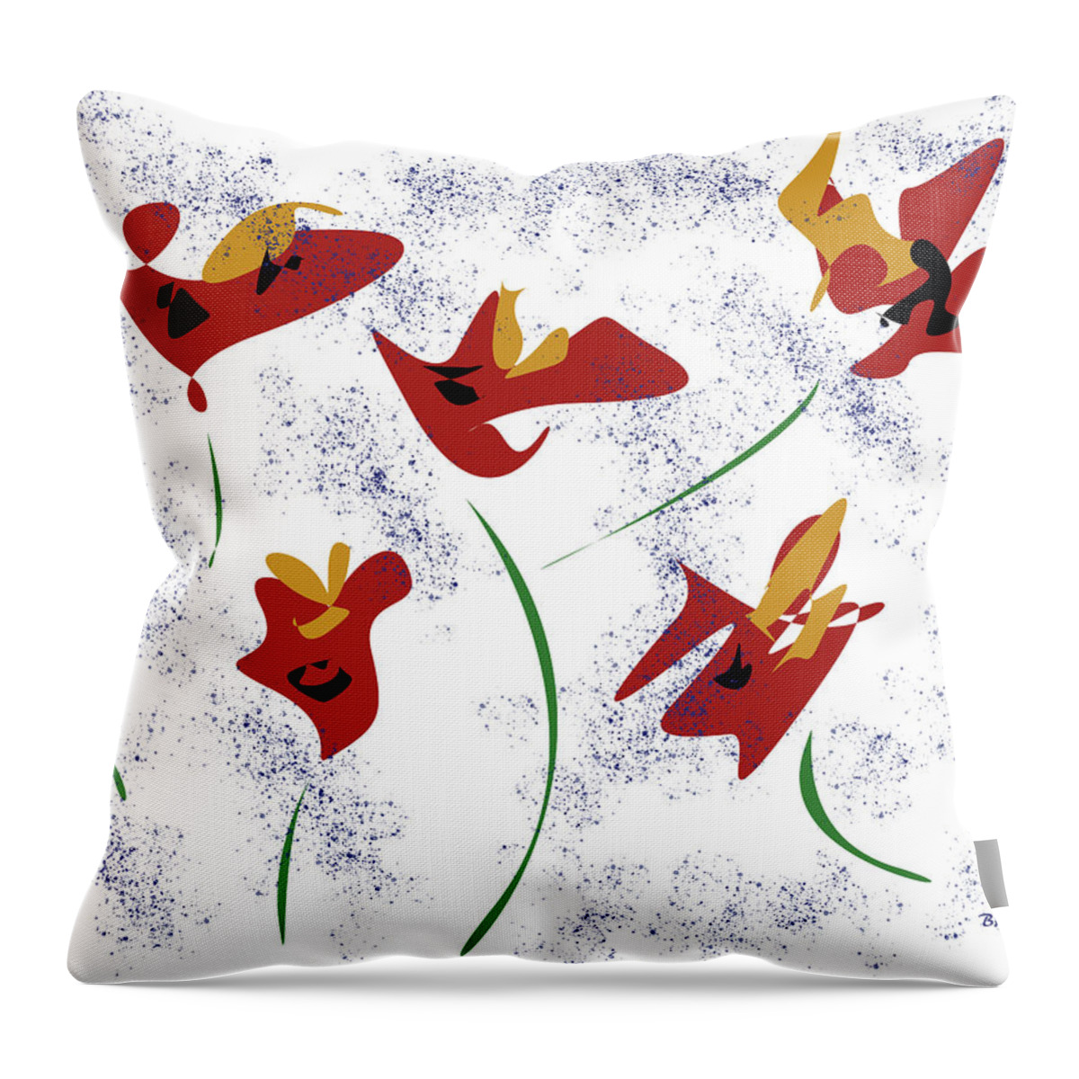 Postmodernism Throw Pillow featuring the digital art Flowers in the Wind by David Bridburg