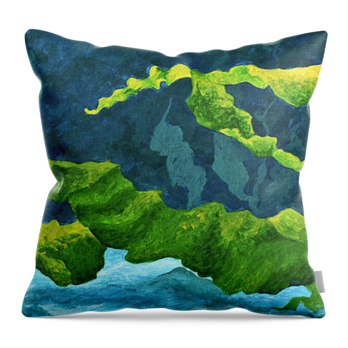Ocean Throw Pillow featuring the painting Flowing Kelp by Marion Rose