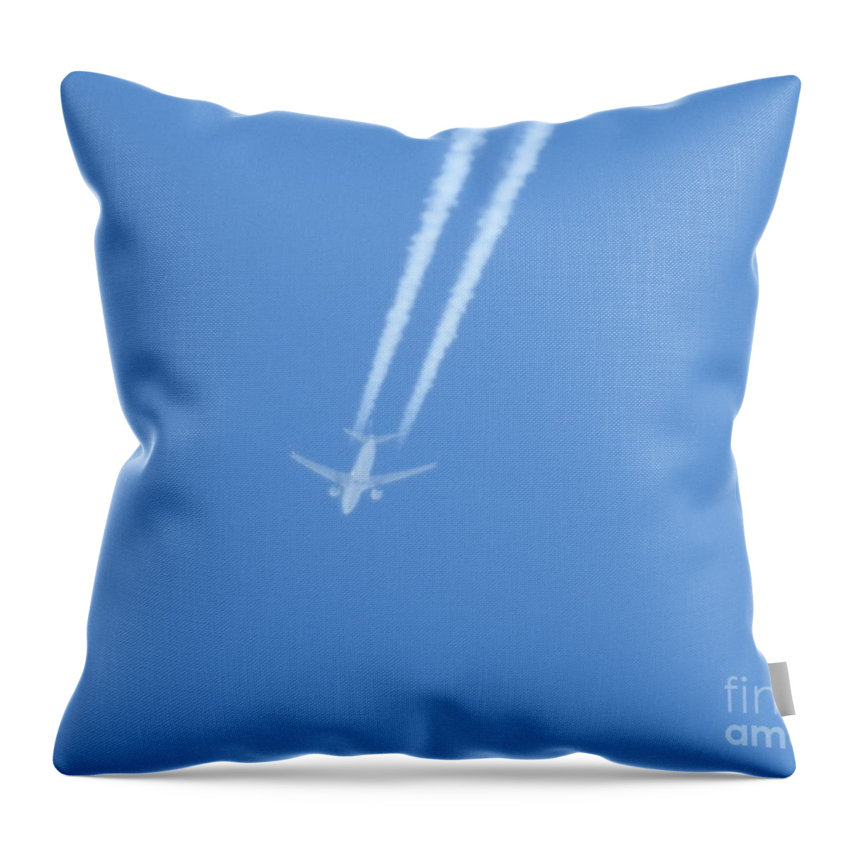 Airplane Throw Pillow featuring the photograph Fly Over The Ocean by Jan Gelders