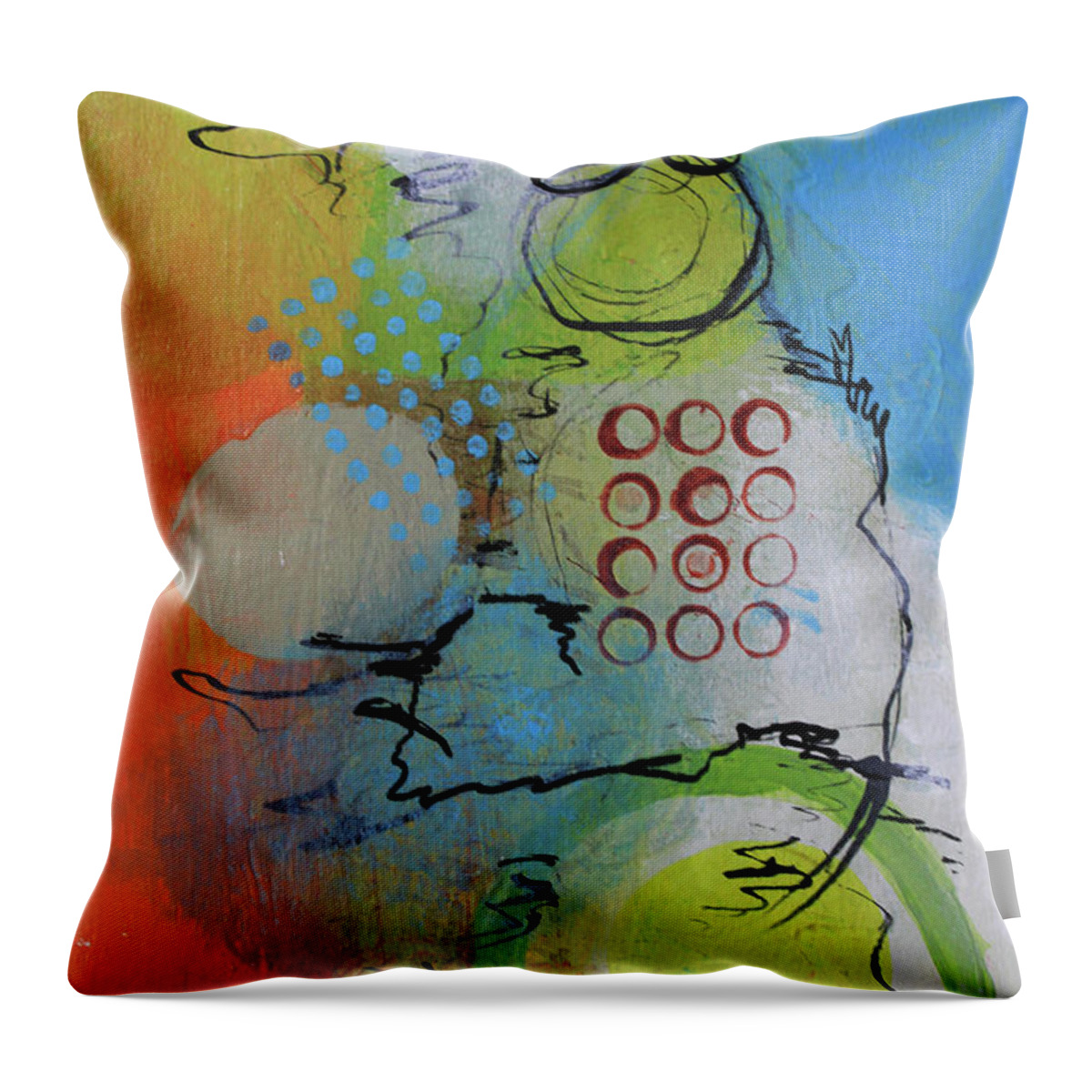 White Throw Pillow featuring the mixed media Flying in the Clouds by April Burton