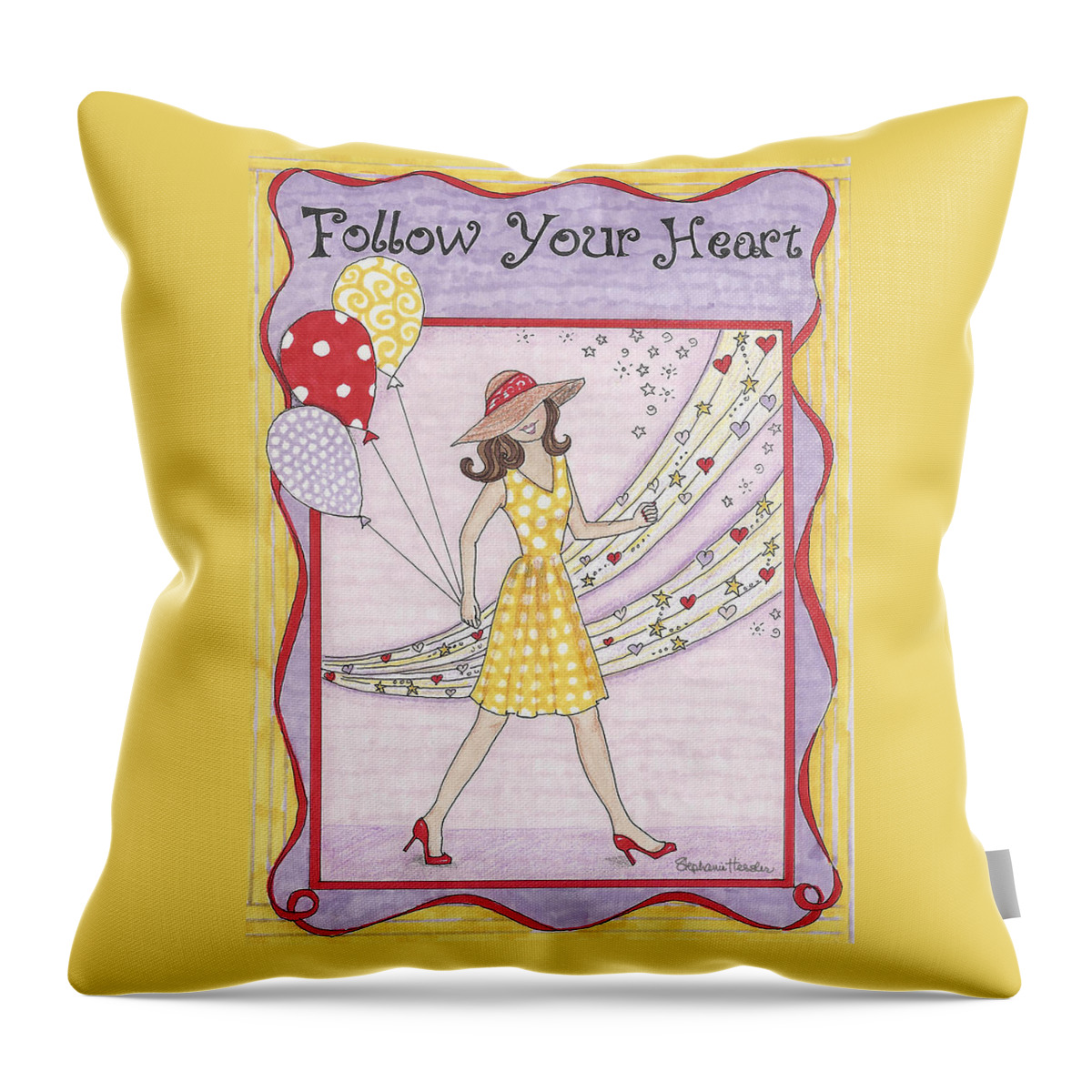 Follow Your Heart Throw Pillow featuring the mixed media Follow Your Heart by Stephanie Hessler