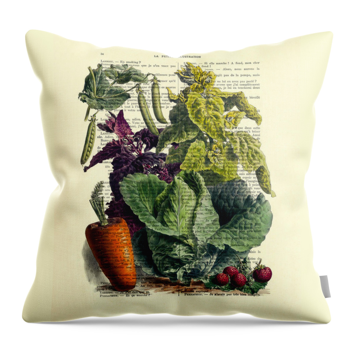 Fruits And Vegetables Throw Pillow featuring the digital art Food art by Madame Memento