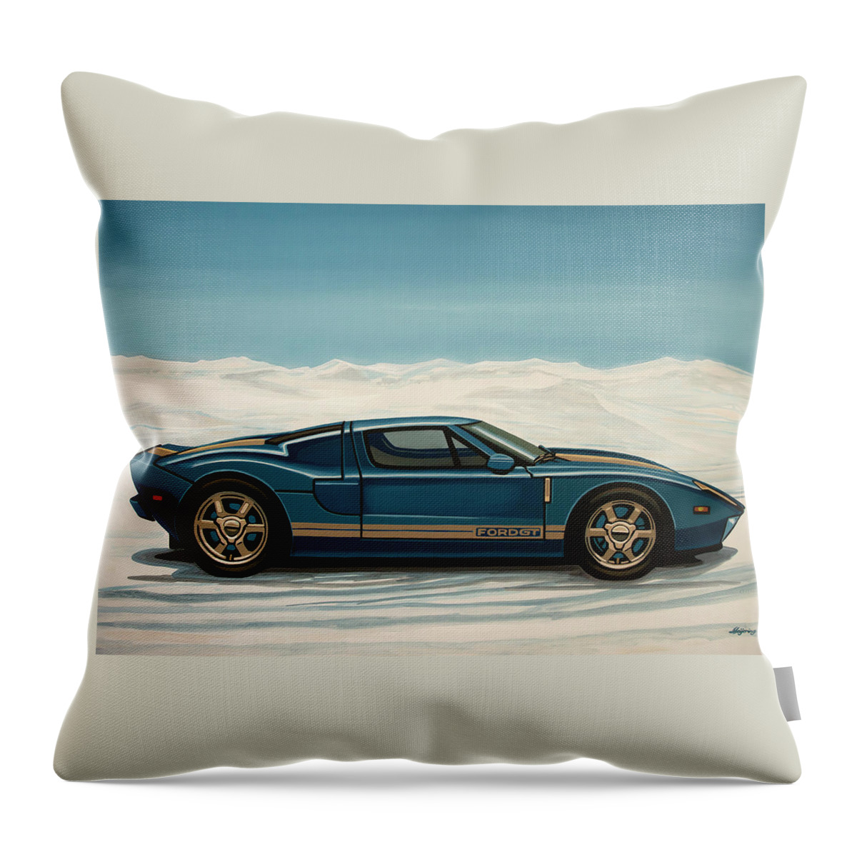 Ford Gt Throw Pillow featuring the painting Ford GT 2005 Painting by Paul Meijering