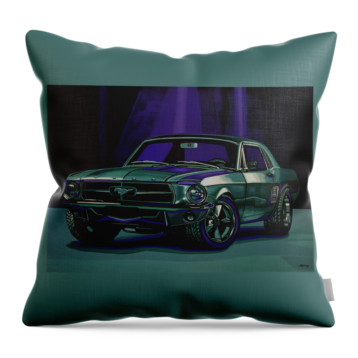 Ford Mustang Throw Pillow featuring the painting Ford Mustang 1967 Painting by Paul Meijering