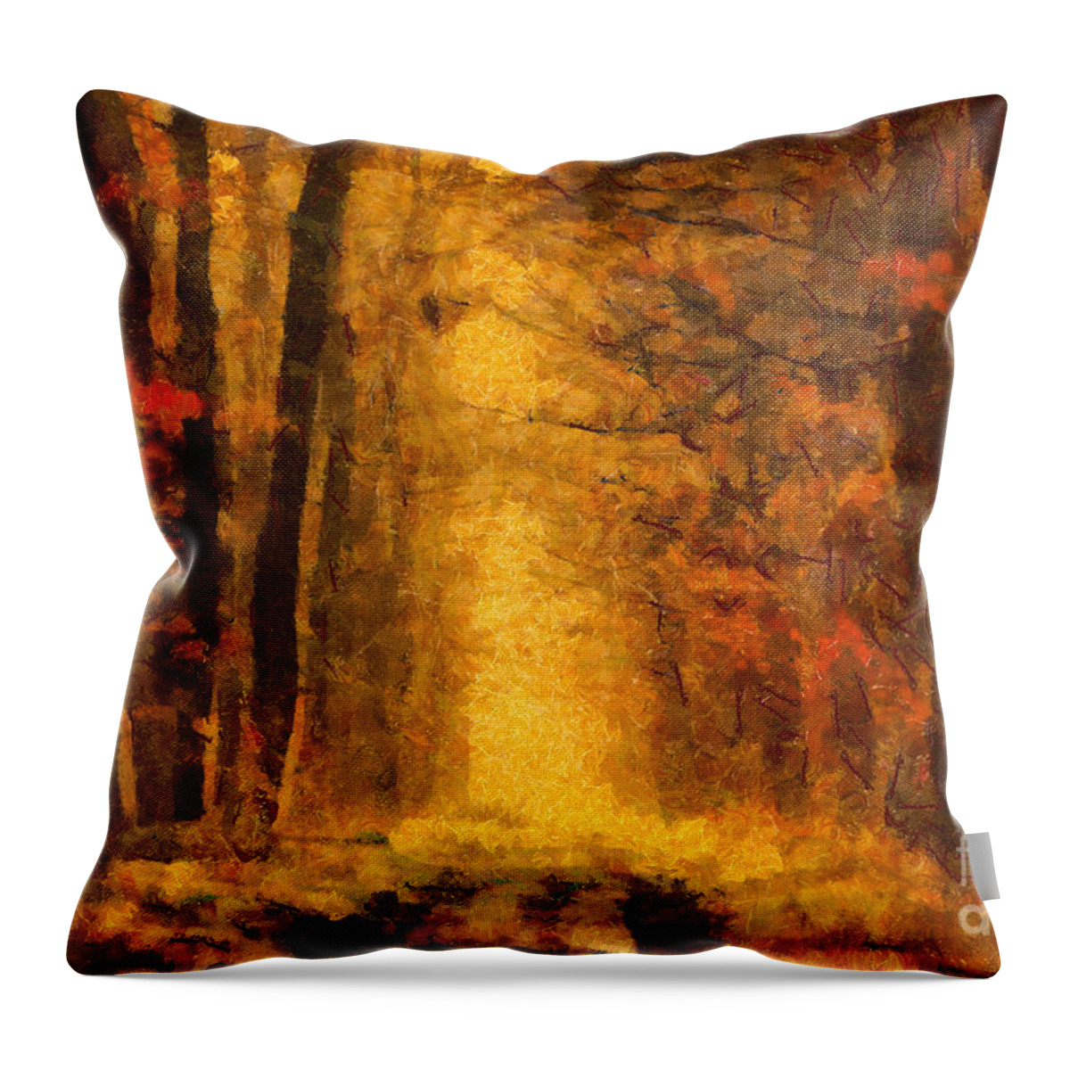 Painting Throw Pillow featuring the painting Forest Leaves by Dimitar Hristov