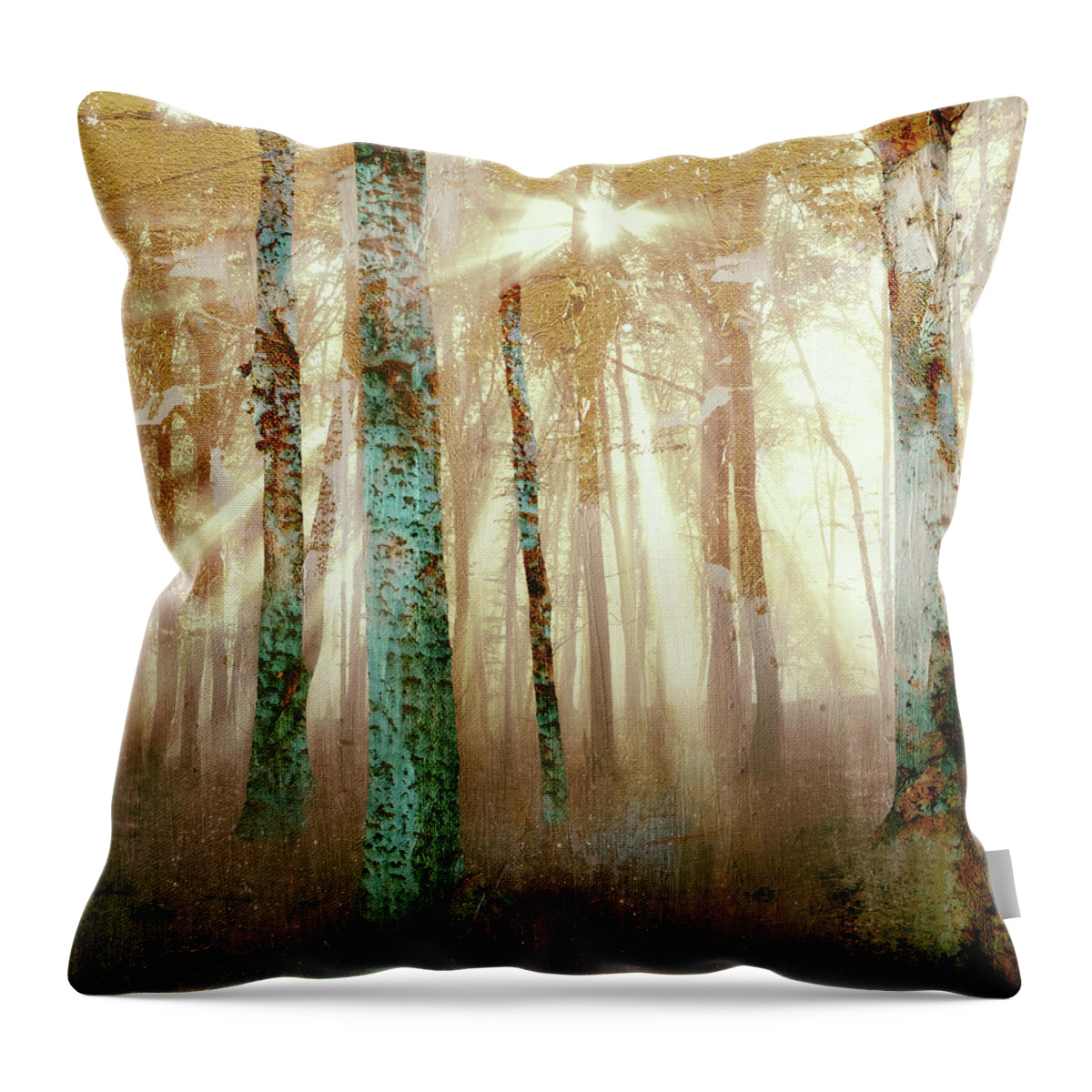 Forest Throw Pillow featuring the digital art Forest Light by Katherine Smit