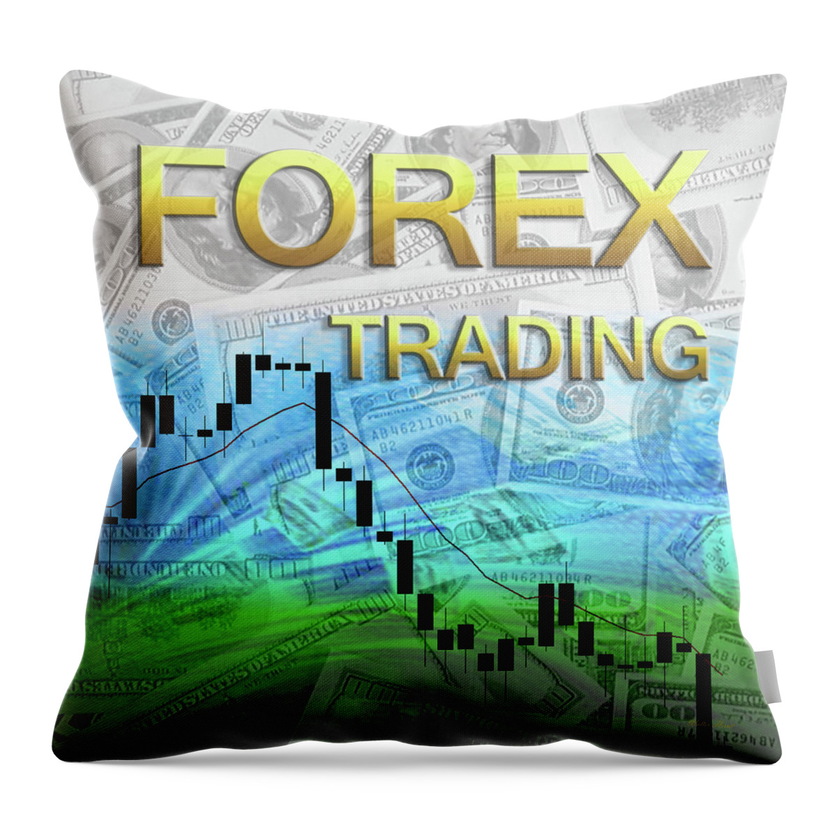 Forex Throw Pillow featuring the digital art Forex Trading 1b by Walter Herrit