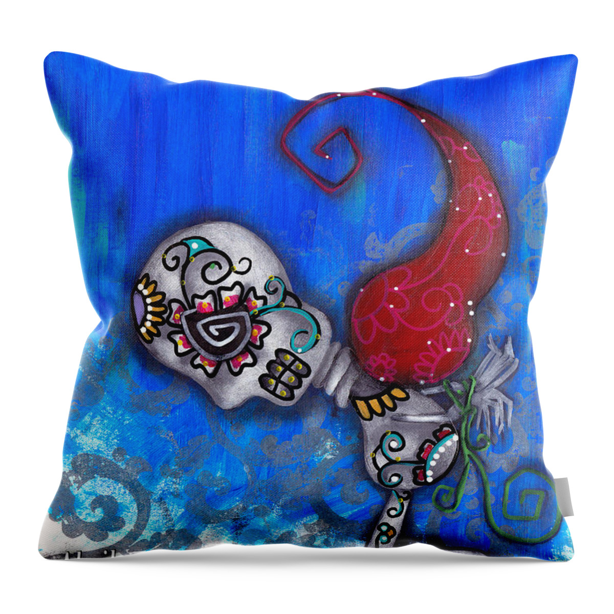 Day Of The Dead Throw Pillow featuring the painting Forgiveness by Abril Andrade
