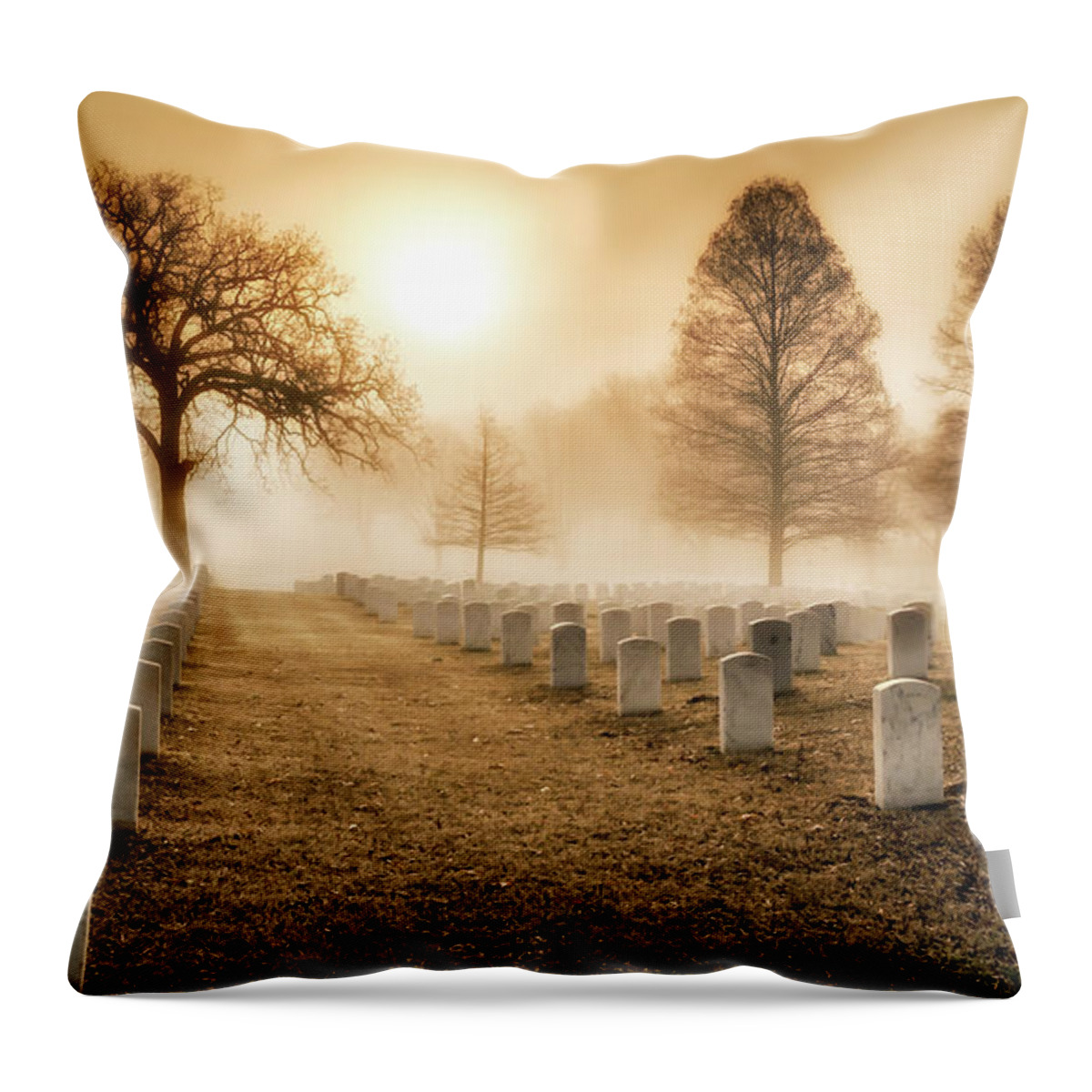 Fort Smith Throw Pillow featuring the photograph Fort Smith National Cemetery by James Barber