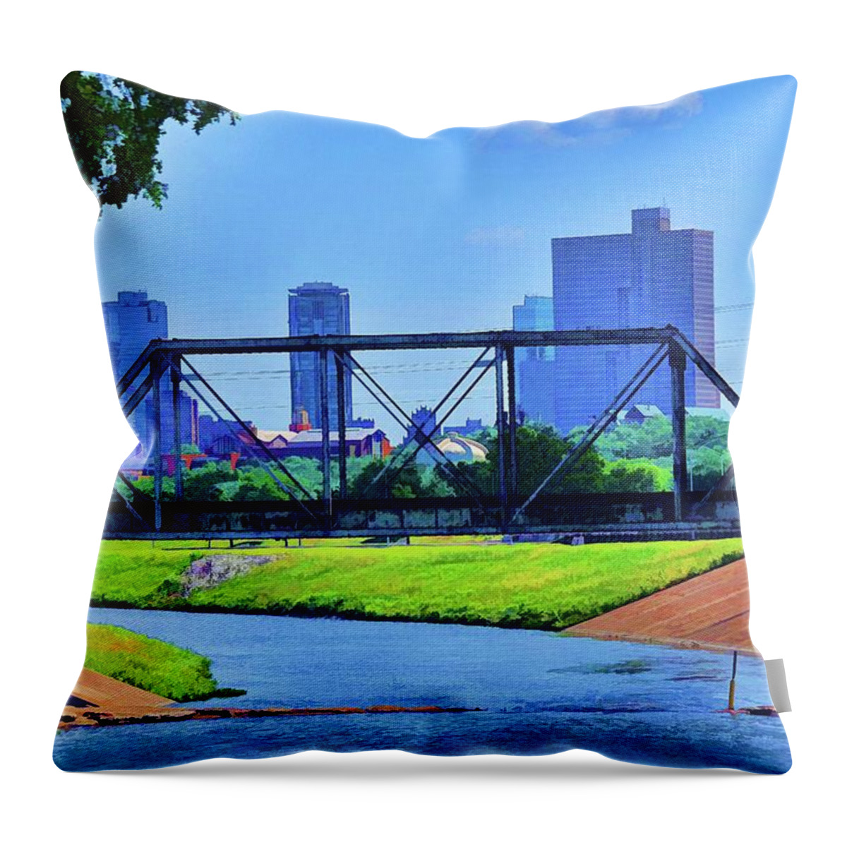Fort Worth Throw Pillow featuring the photograph Fort Worth Texas Skyline by Diana Mary Sharpton