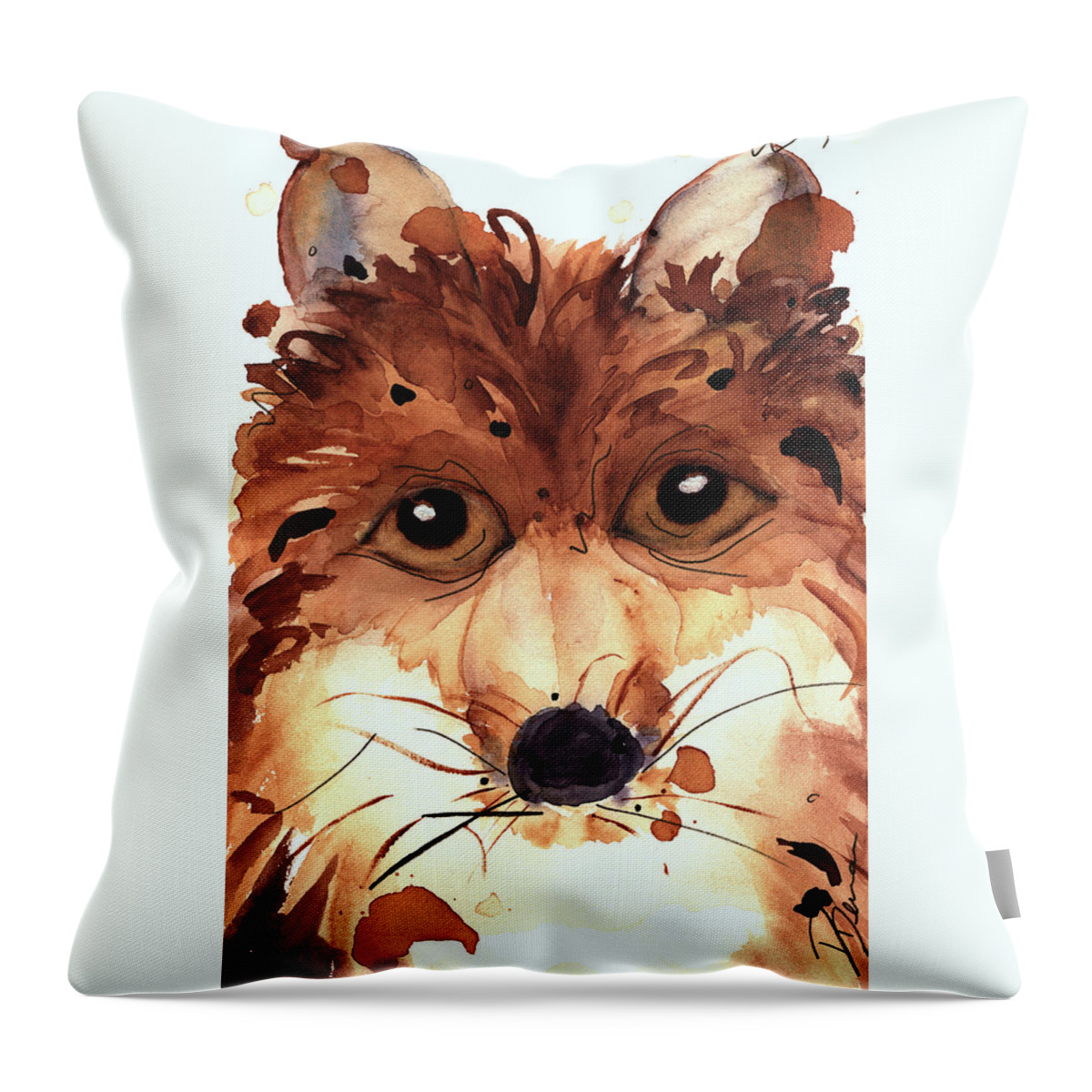 Fox Throw Pillow featuring the painting Foxy by Dawn Derman