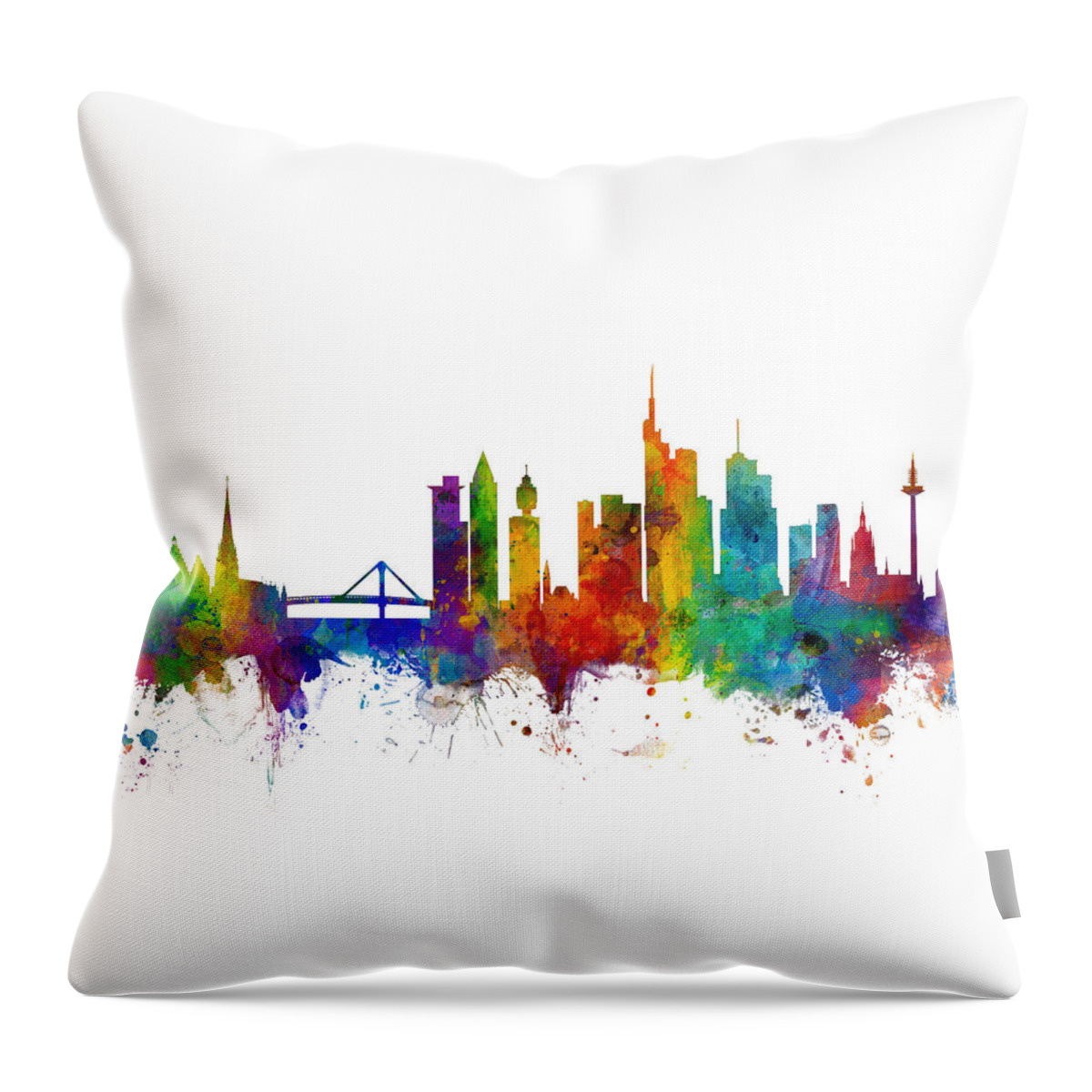 City Skyline Throw Pillow featuring the digital art Frankfurt Germany Skyline by Michael Tompsett