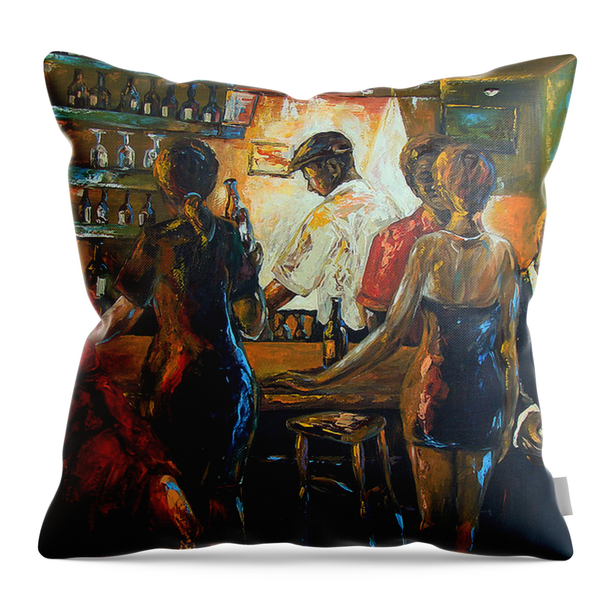 Midnight Blue Series Throw Pillow featuring the painting Friends by Berthold Moyo