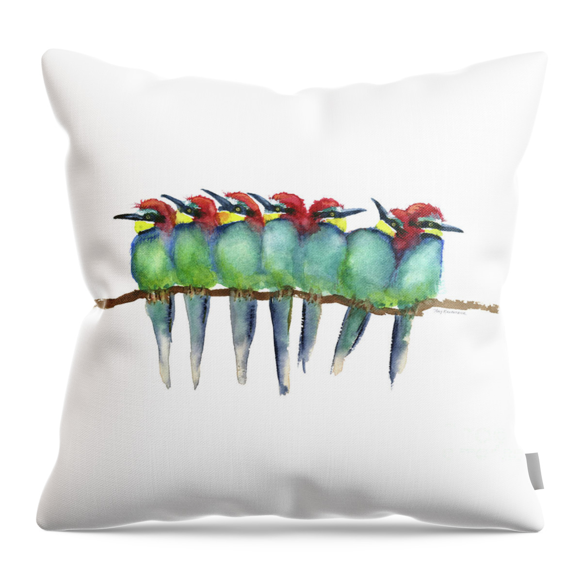 Bee Eater Throw Pillow featuring the painting Friends to Lean On by Amy Kirkpatrick