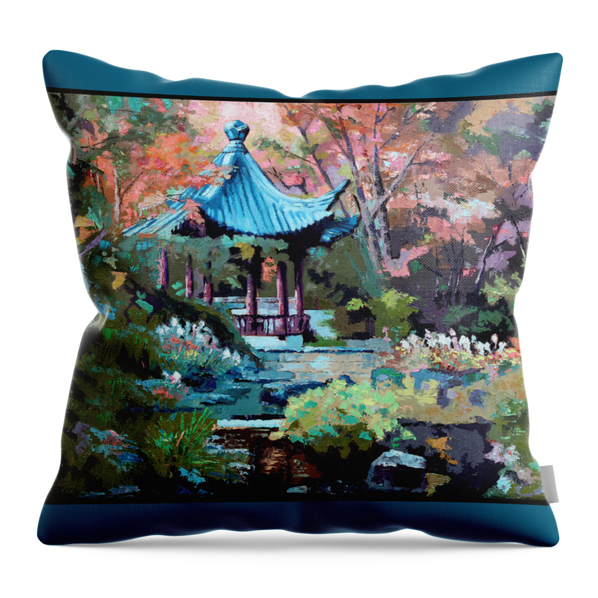 Garden Throw Pillow featuring the painting Friendship Garden by John Lautermilch
