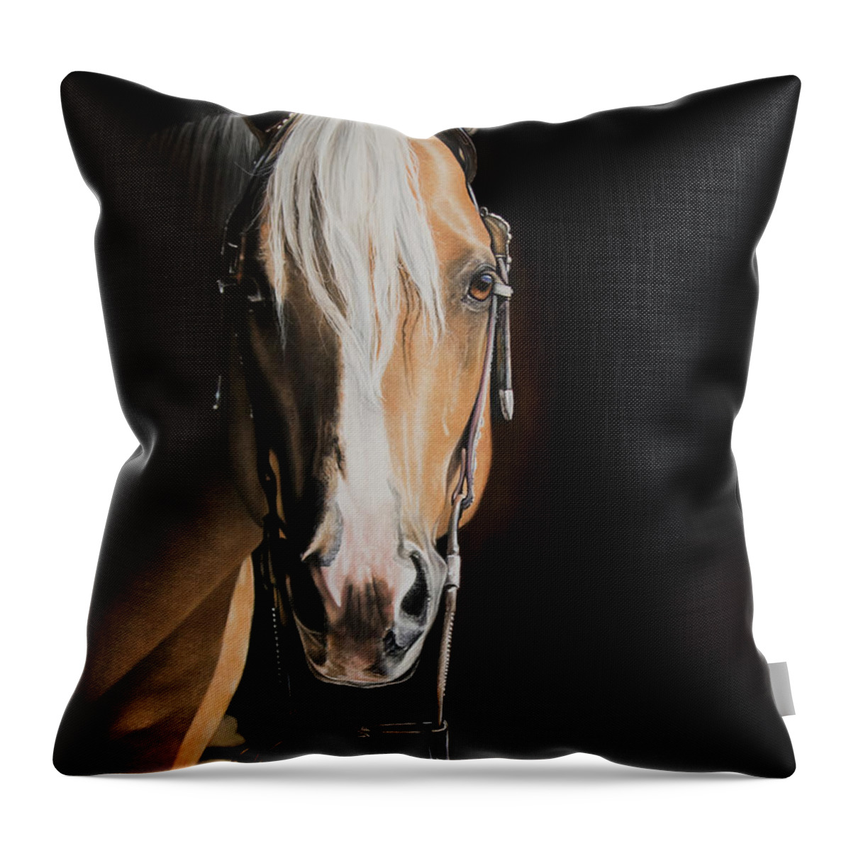 Palomino Throw Pillow featuring the pastel From the Shadows by Joni Beinborn
