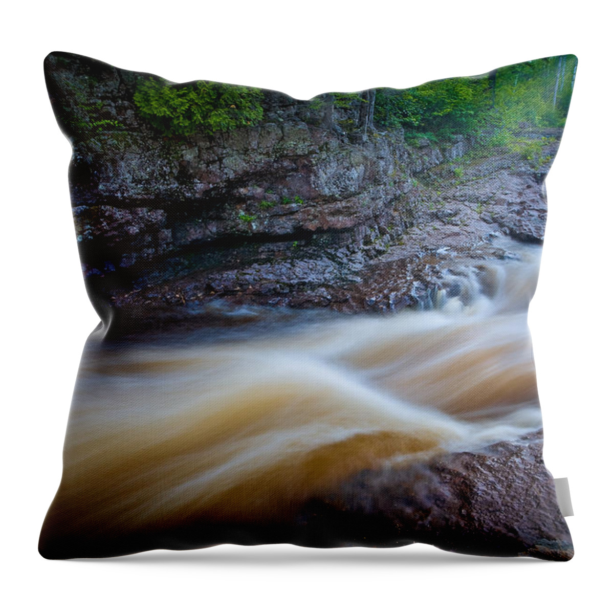 Flowing Throw Pillow featuring the photograph From the Top of Temperence River Gorge by Rikk Flohr