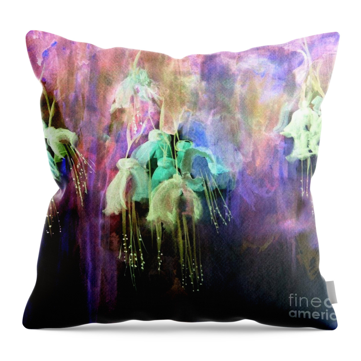 Flowers Throw Pillow featuring the painting Fuchsia Flowers by Julie Lueders 