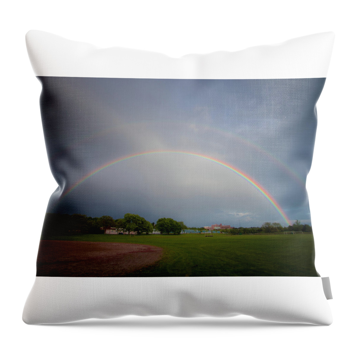 Raindown Throw Pillow featuring the photograph Full Double Rainbow by Darryl Hendricks