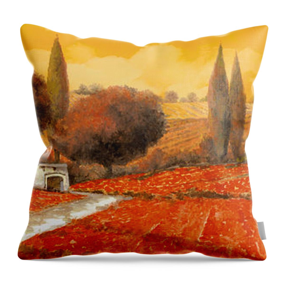 Tuscany Throw Pillow featuring the painting il fuoco della Toscana by Guido Borelli