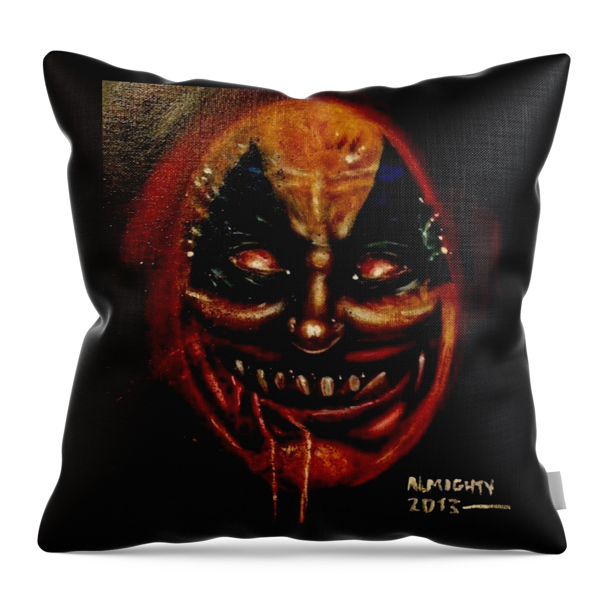 John Wayne Gacy Throw Pillow featuring the painting Gacy In Hell by Ryan Almighty