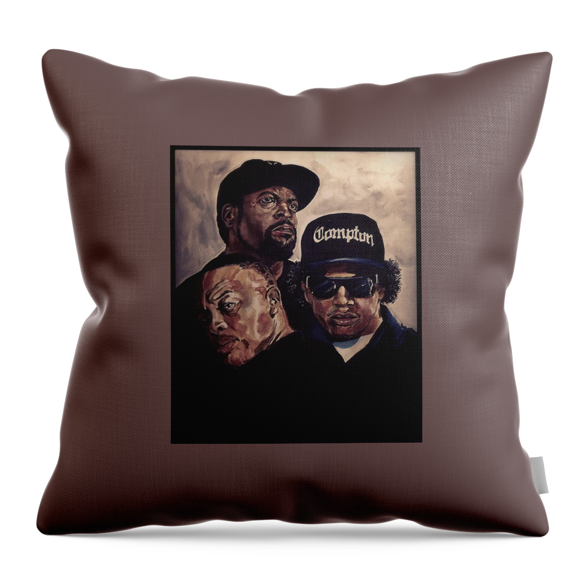 Portrait Throw Pillow featuring the painting Gangsta Trinity by Joel Tesch