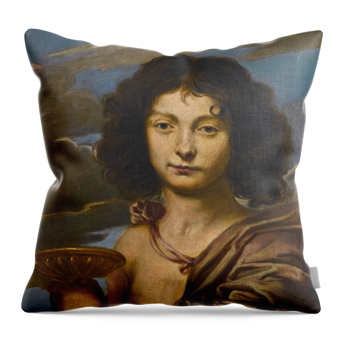 Circle Of Nicolas Regnier Throw Pillow featuring the painting Ganymede by Circle of Nicolas Regnier
